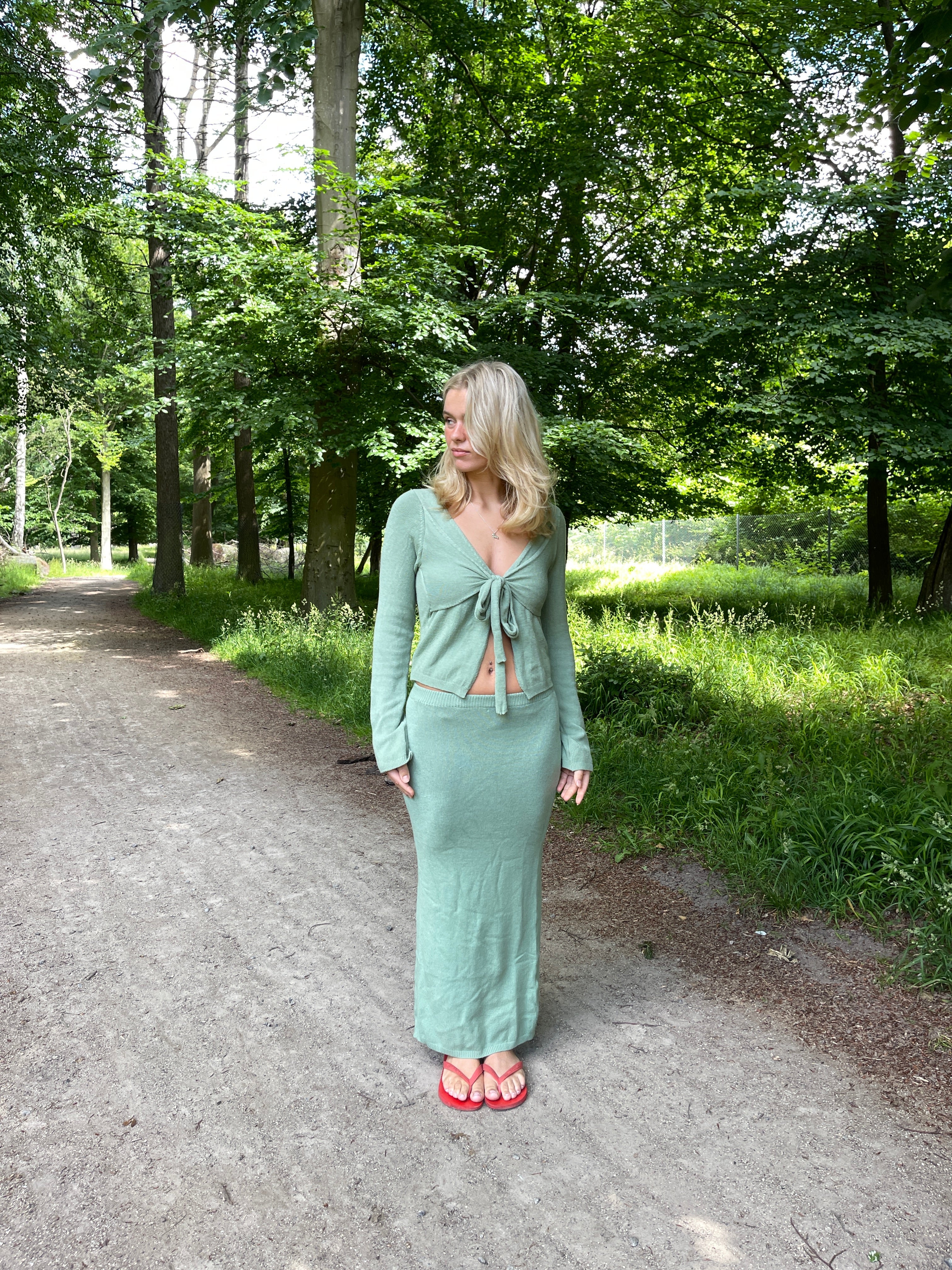 Ines knitted blouse with ties - Dusty green 5 Ines knitted blouse with ties - Dusty green