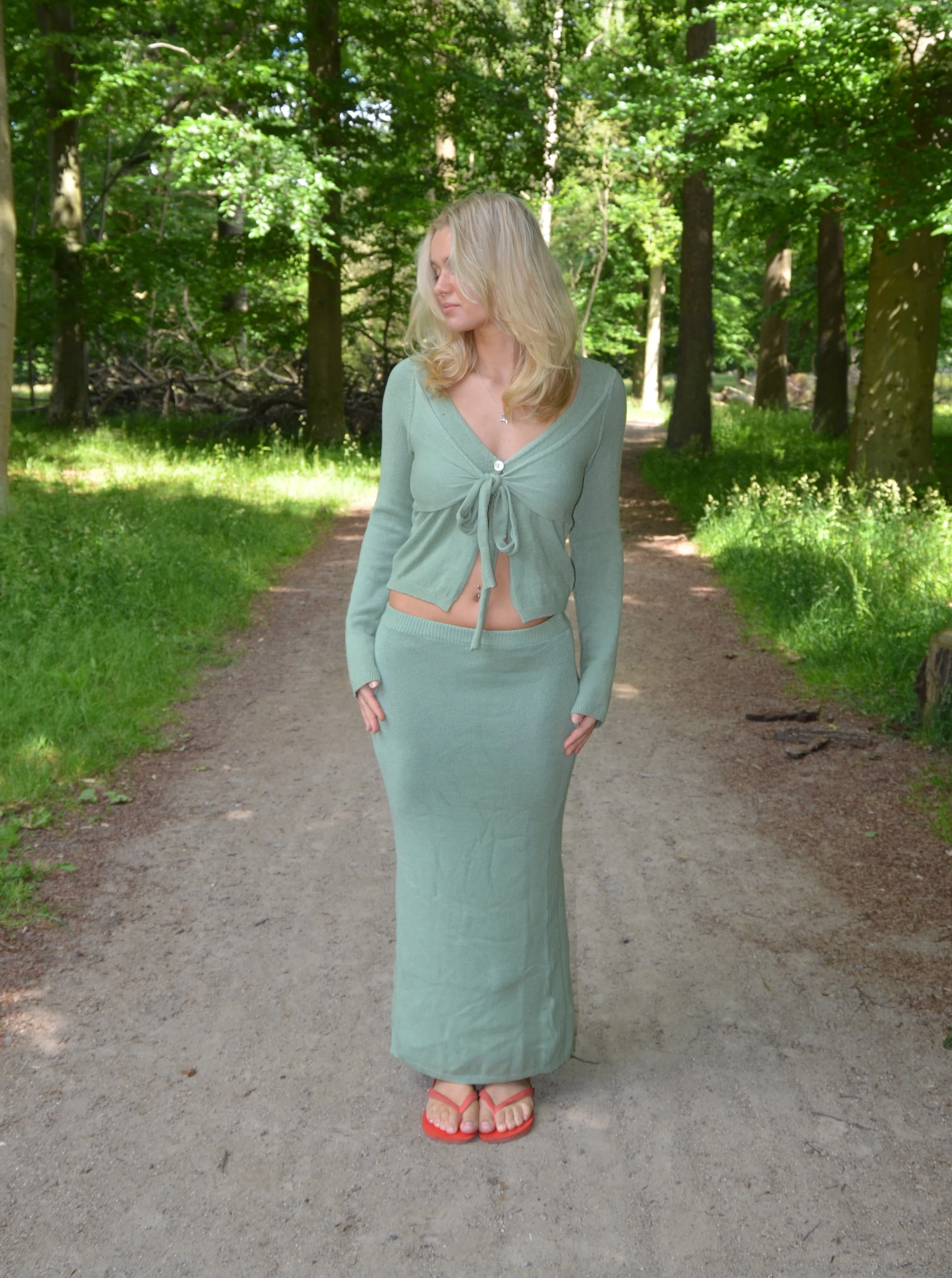 Ines knitted blouse with ties - Dusty green 8 Ines knitted blouse with ties - Dusty green