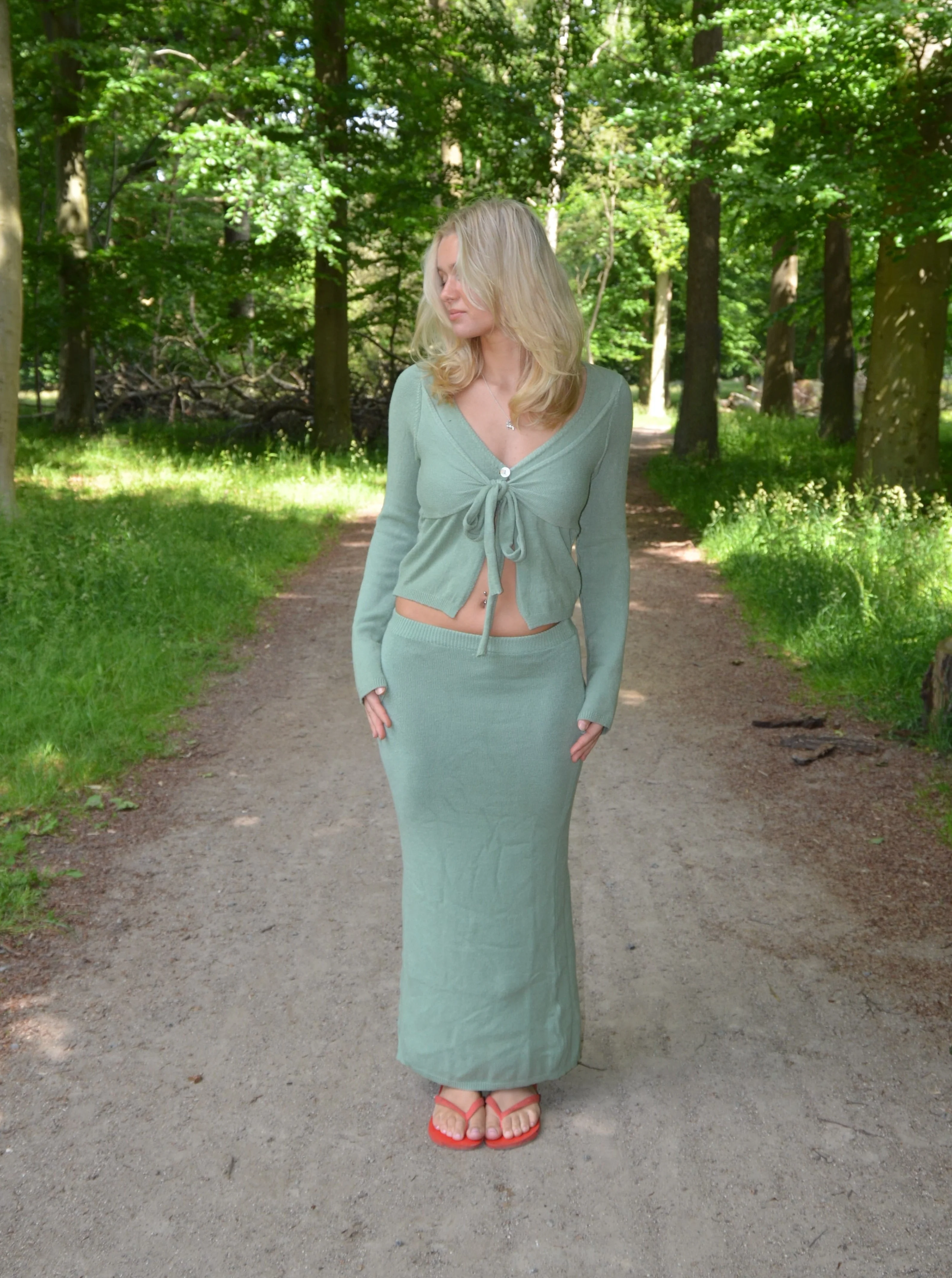 Ines knitted maxi skirt - Dusty green 3 Ines knitted maxi skirt - Dusty green