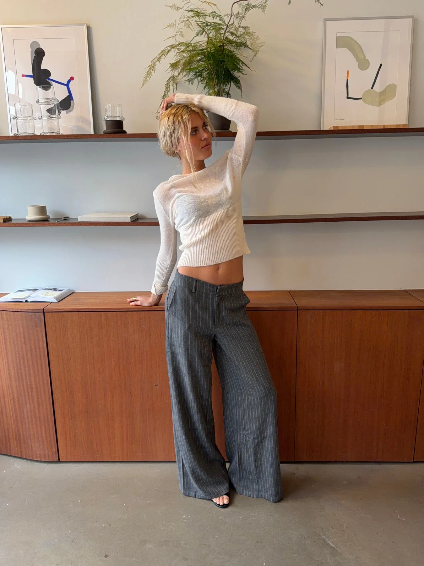 Janey suit pants with yellow pinstripes - Grey 3 Janey suit pants with yellow pinstripes - Grey