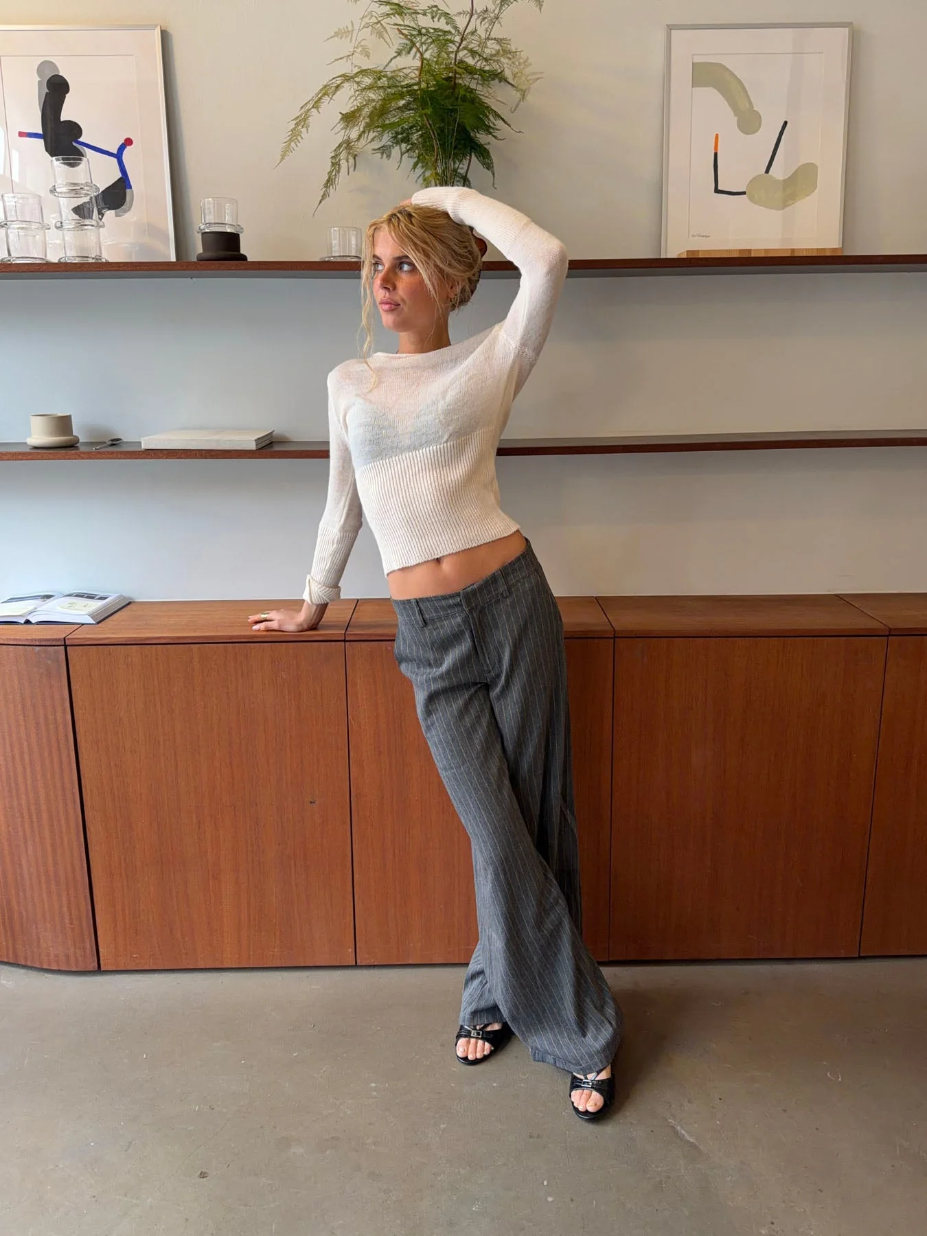 Janey suit pants with yellow pinstripes - Grey 6 Janey suit pants with yellow pinstripes - Grey