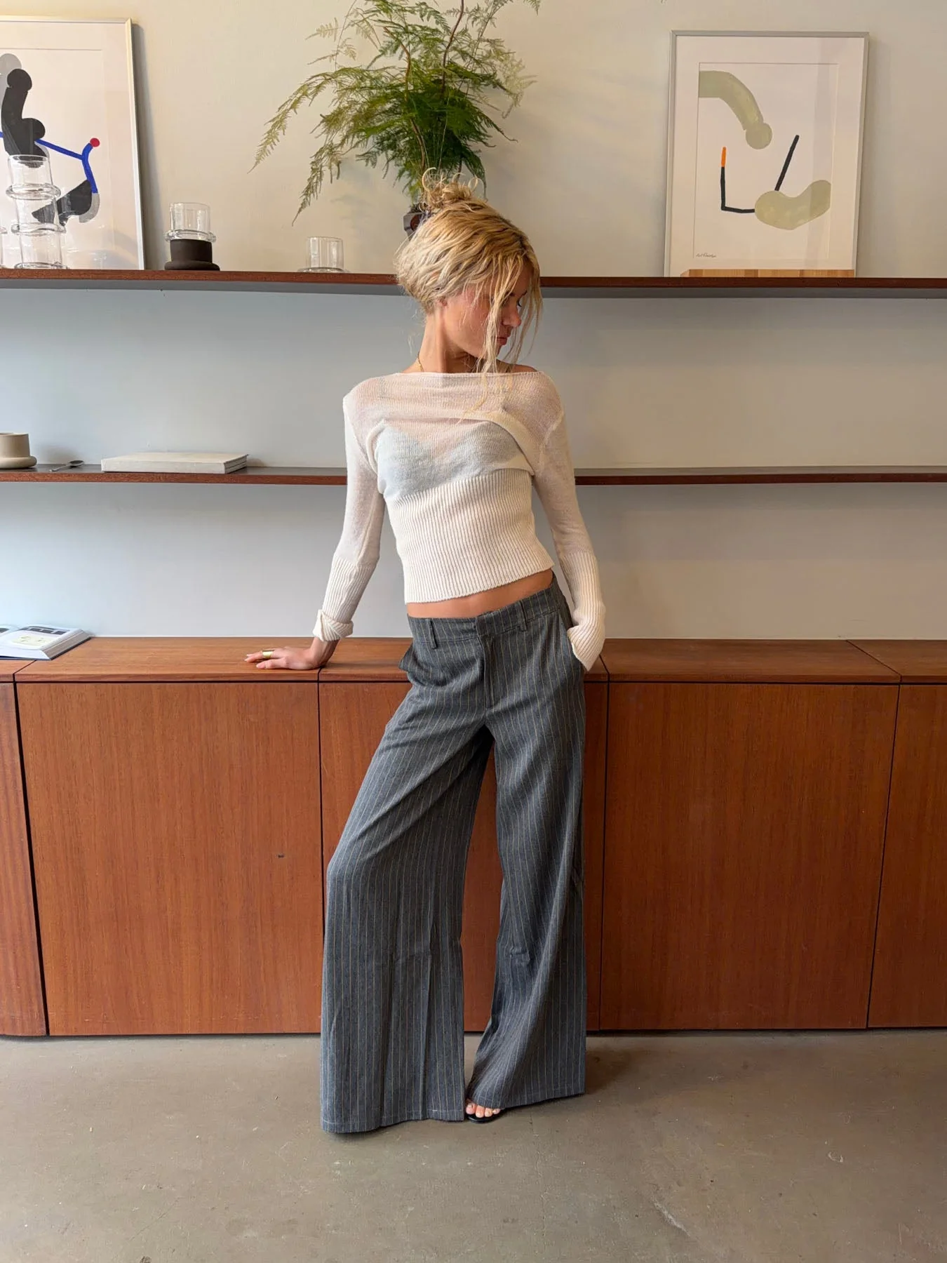 Janey suit pants with yellow pinstripes - Grey 7 Janey suit pants with yellow pinstripes - Grey