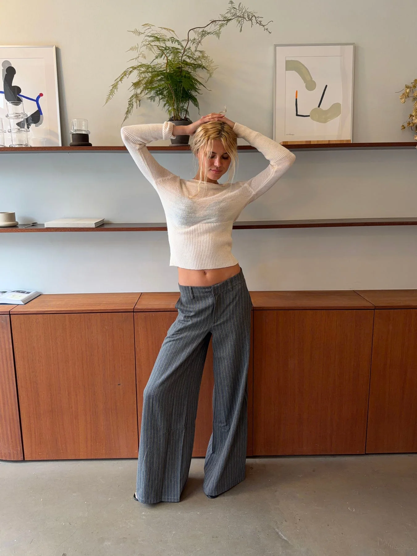 Janey suit pants with yellow pinstripes - Grey 9 Janey suit pants with yellow pinstripes - Grey