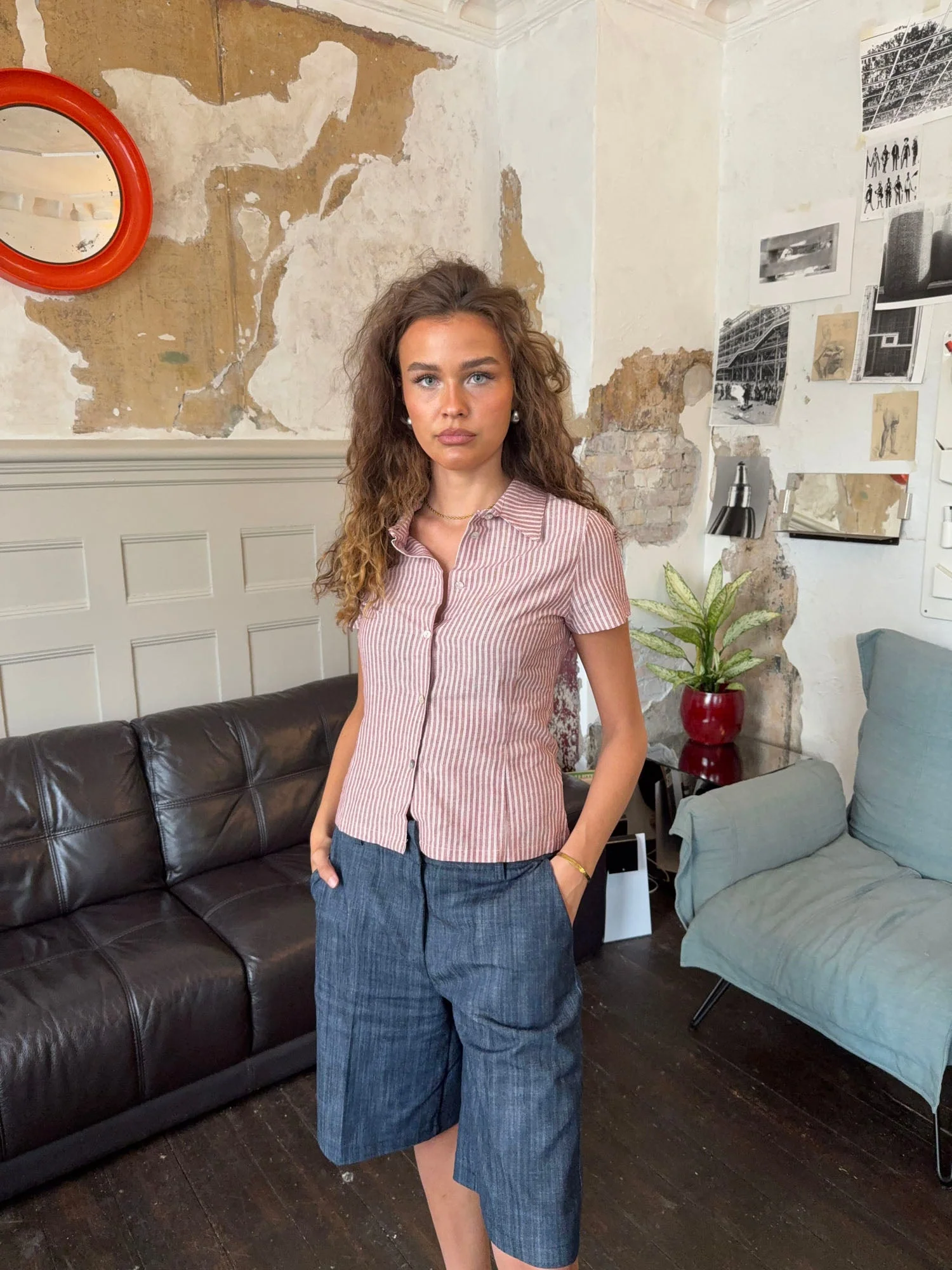 Josephine fitted shirt with short sleeves - Red/white 5 Josephine fitted shirt with short sleeves - Red/white