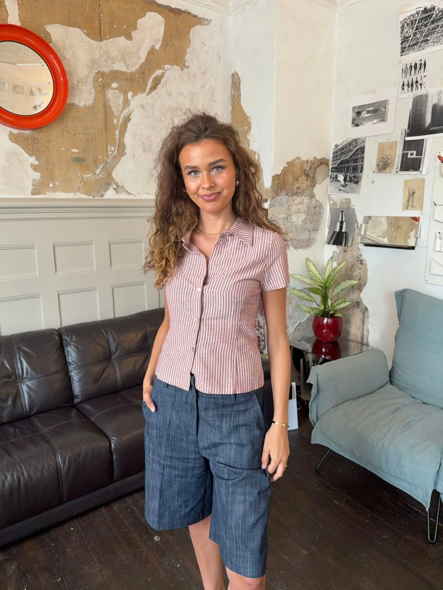 Josephine fitted shirt with short sleeves - Red/white 8 Josephine fitted shirt with short sleeves - Red/white