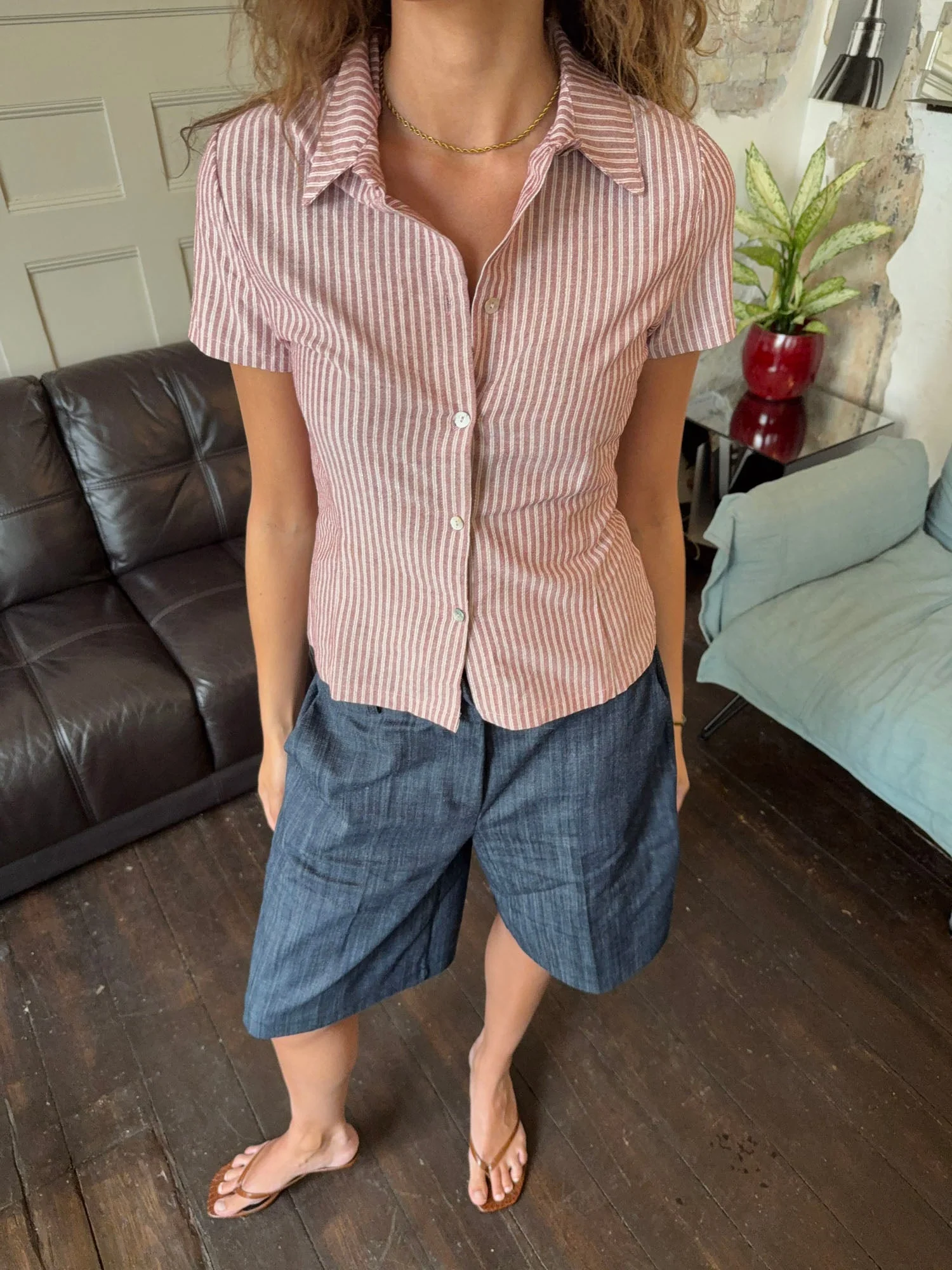 Josephine fitted shirt with short sleeves - Red/white 9 Josephine fitted shirt with short sleeves - Red/white