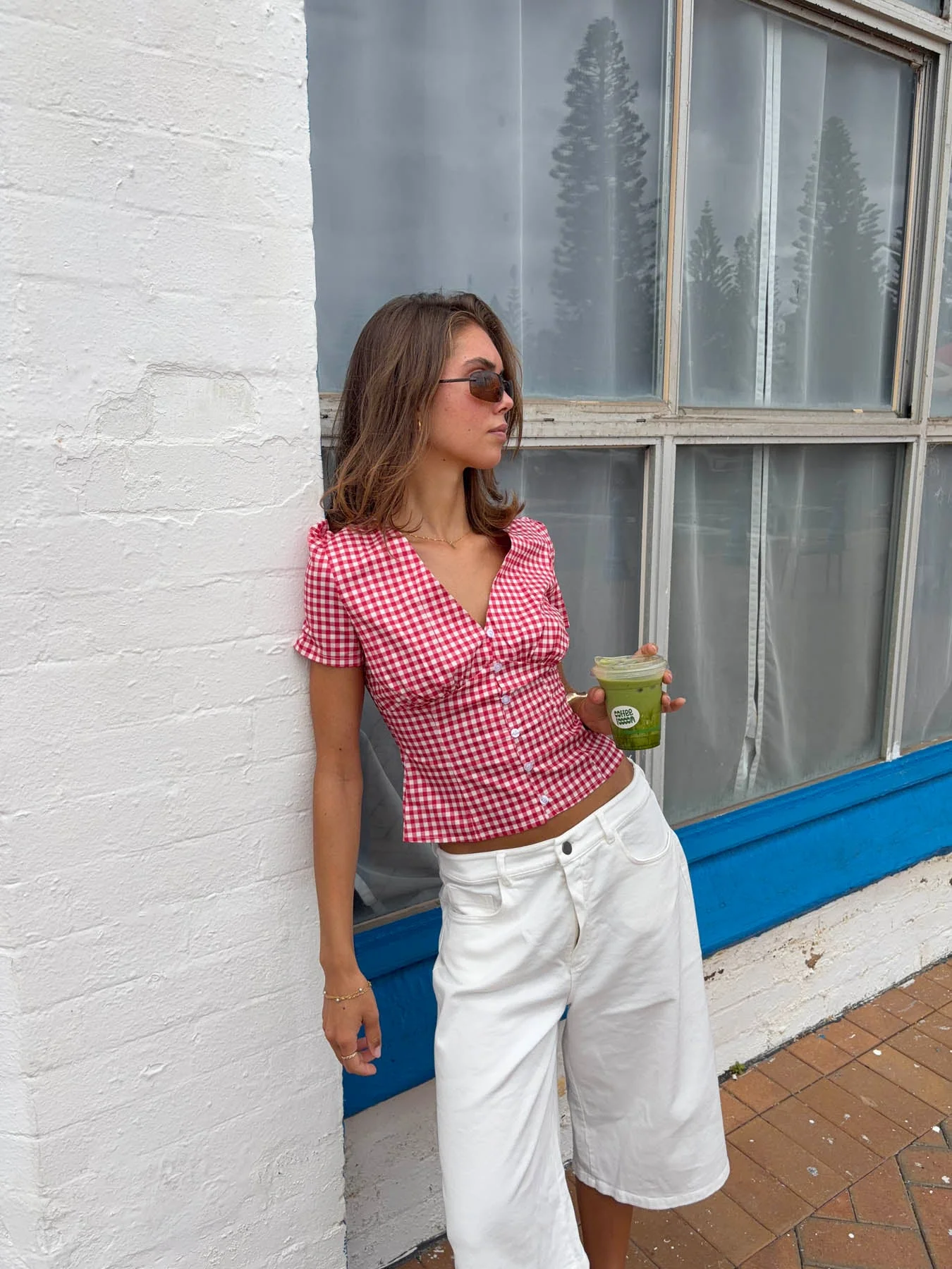 Karen fitted shirt with checkers - Red/white 10 Karen fitted shirt with checkers - Red/white