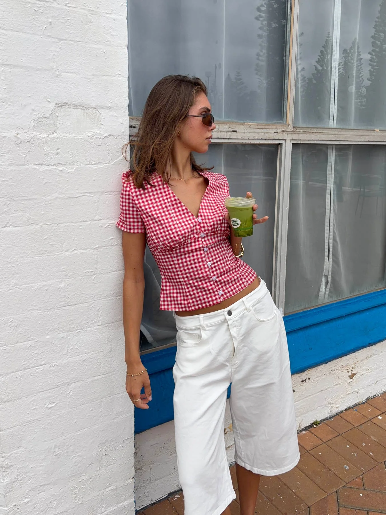 Karen fitted shirt with checkers - Red/white 6 Karen fitted shirt with checkers - Red/white