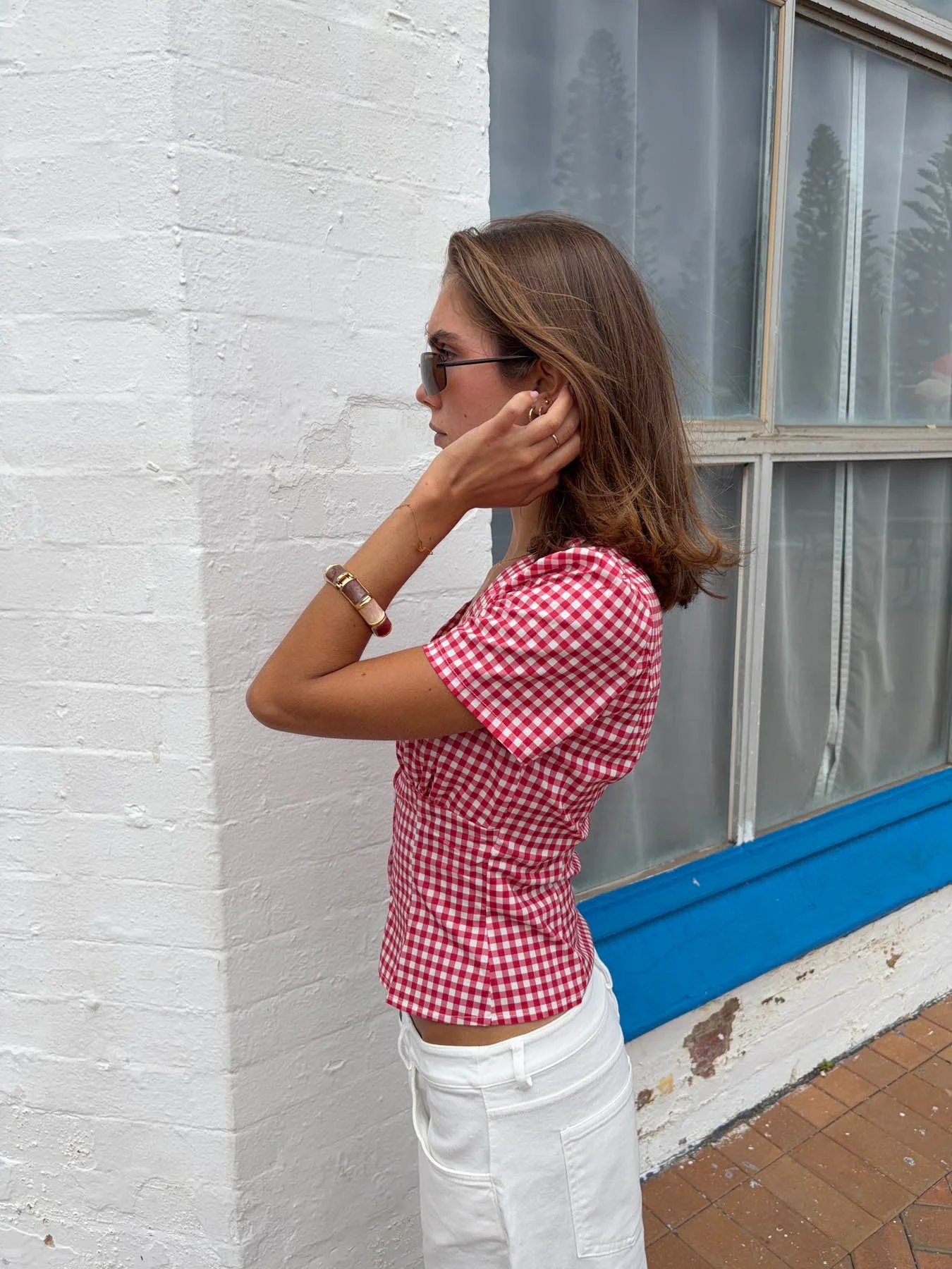 Karen fitted shirt with checkers - Red/white 7 Karen fitted shirt with checkers - Red/white