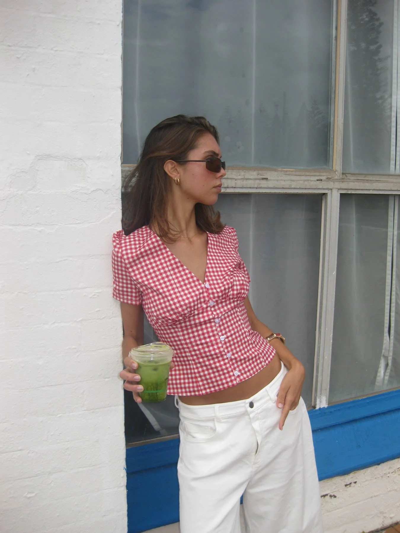 Karen fitted shirt with checkers - Red/white 8 Karen fitted shirt with checkers - Red/white