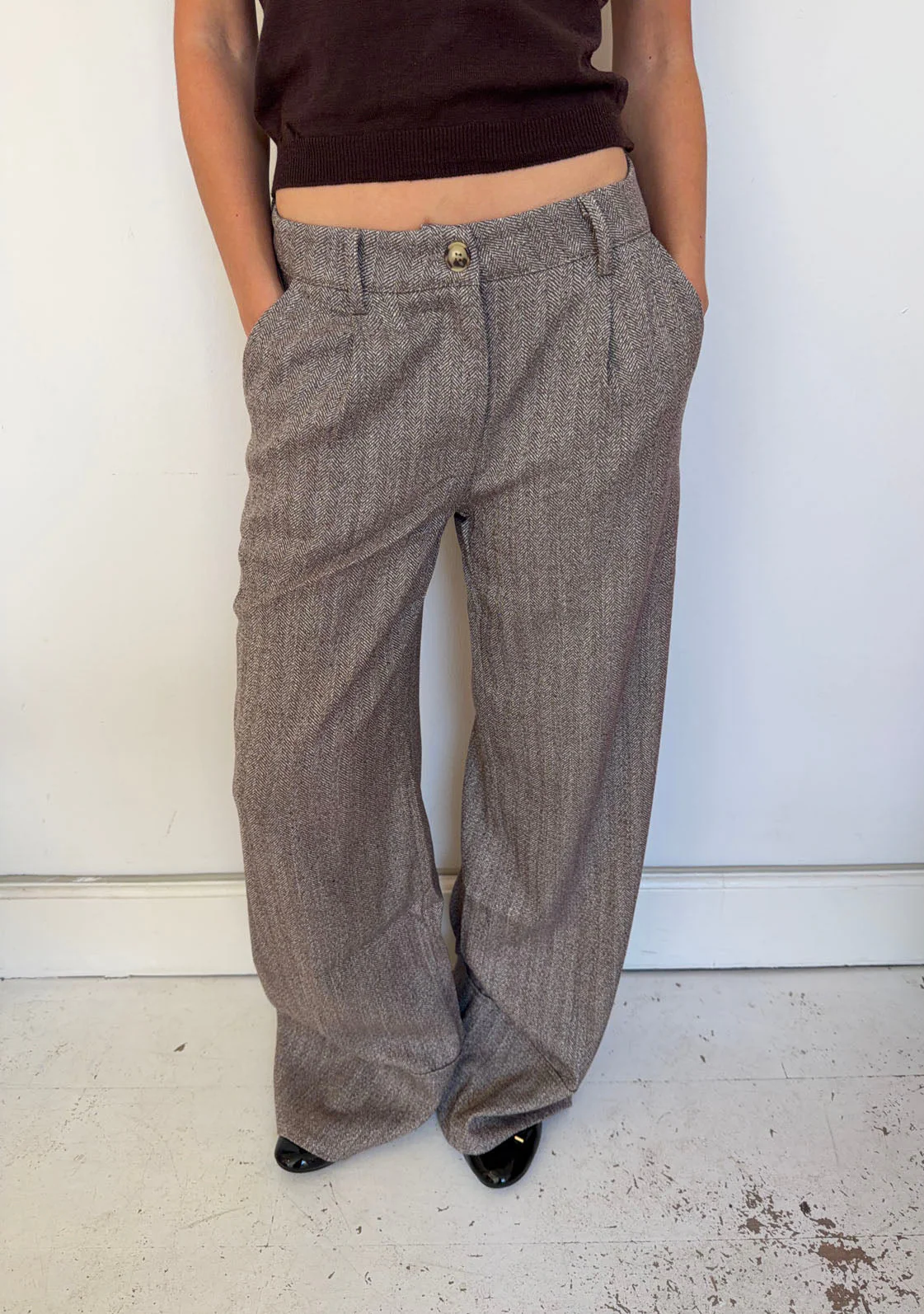 Olia suit pants with cuffs - Brown