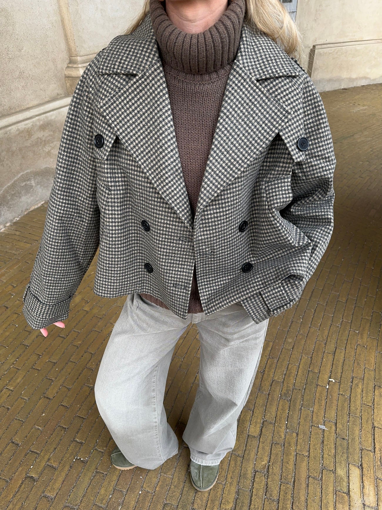 Marigold checkered coat - Grey/Green 2 Marigold checkered coat - Grey/Green