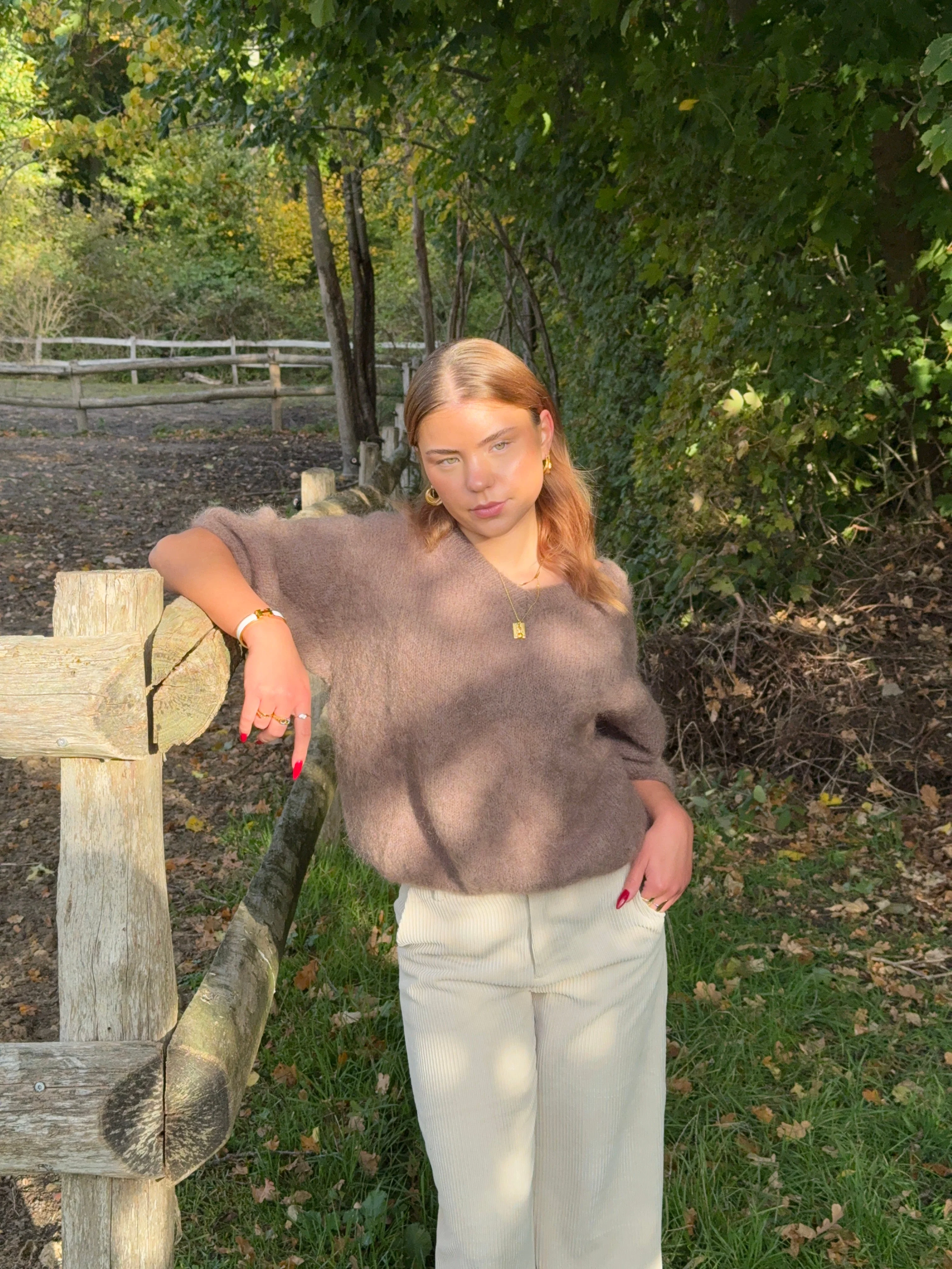 Rancy knitted mohair tee - Brown 2 Rancy knitted mohair tee - Brown
