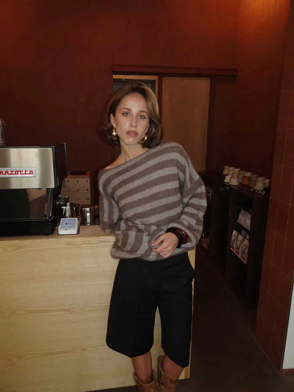 Sissal knit with stripes - Brown 11 Sissal knit with stripes - Brown