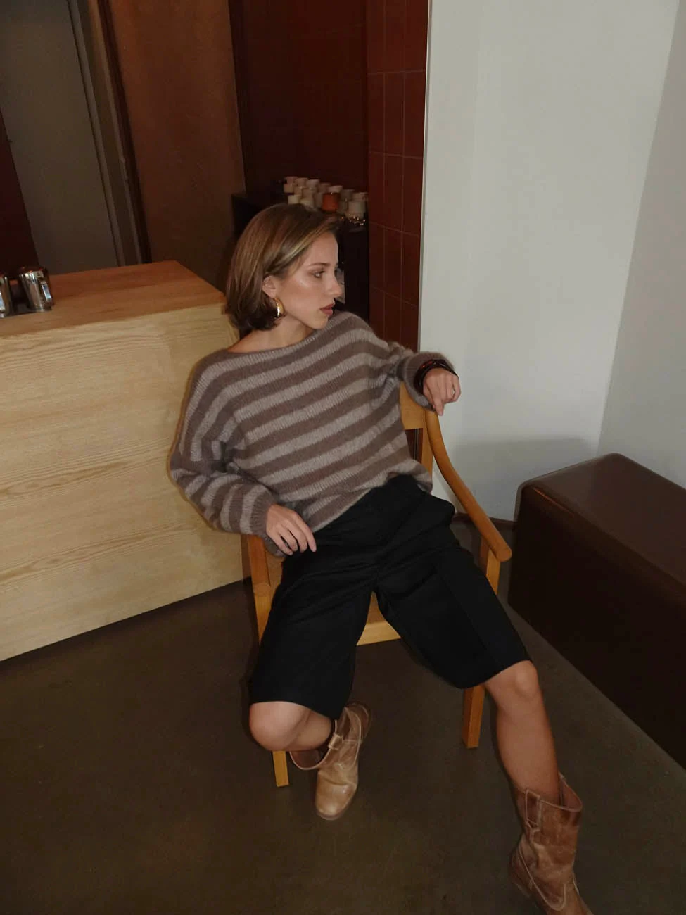 Sissal knit with stripes - Brown 14 Sissal knit with stripes - Brown