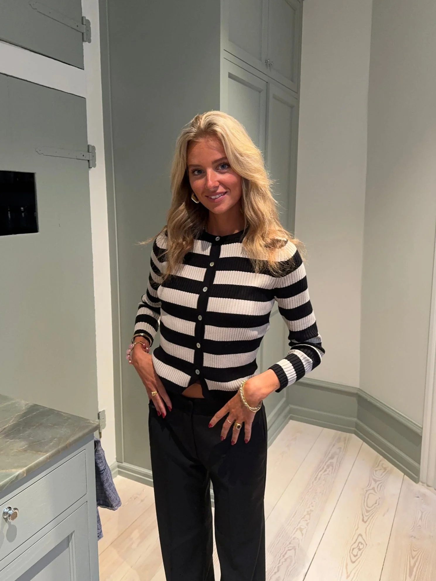 Layla striped cardigan - black/beige