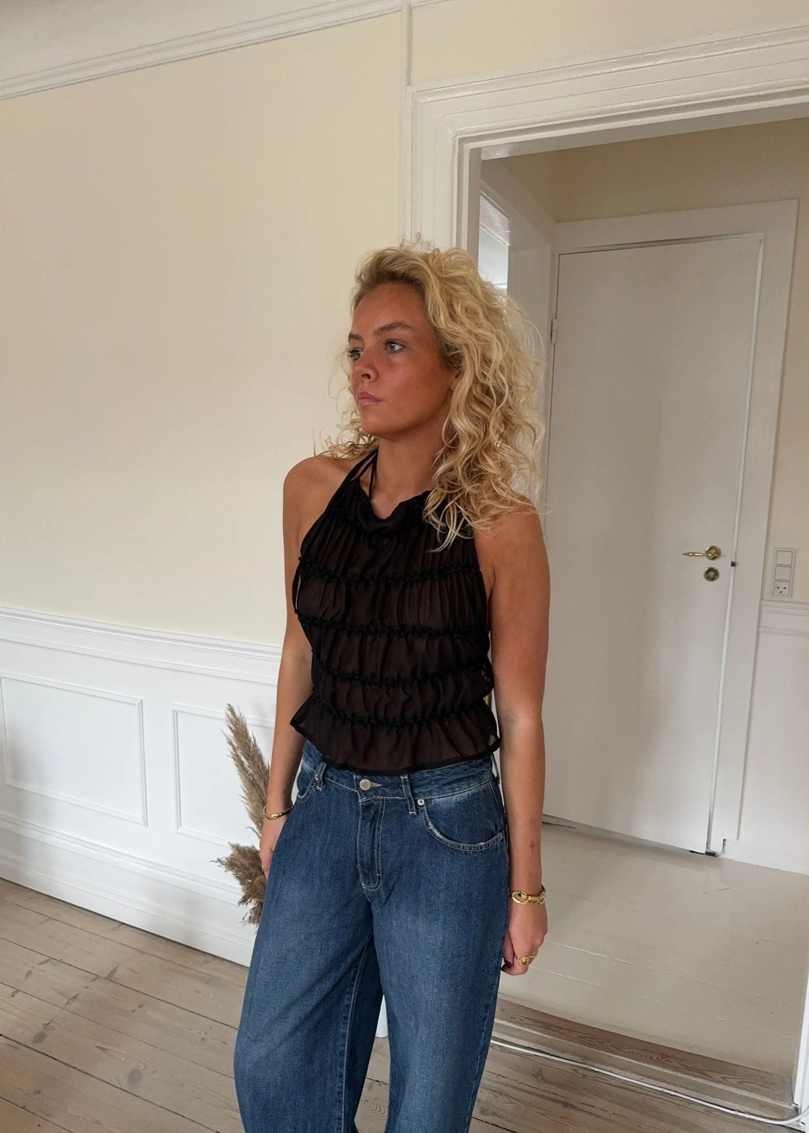 Augustine ruffle top - Black