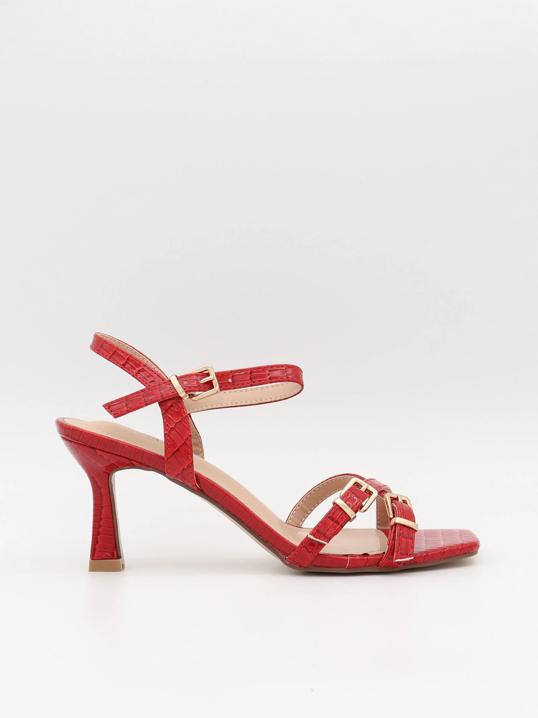 Katianna heels with buckle details – Red 2 Katianna heels with buckle details – Red