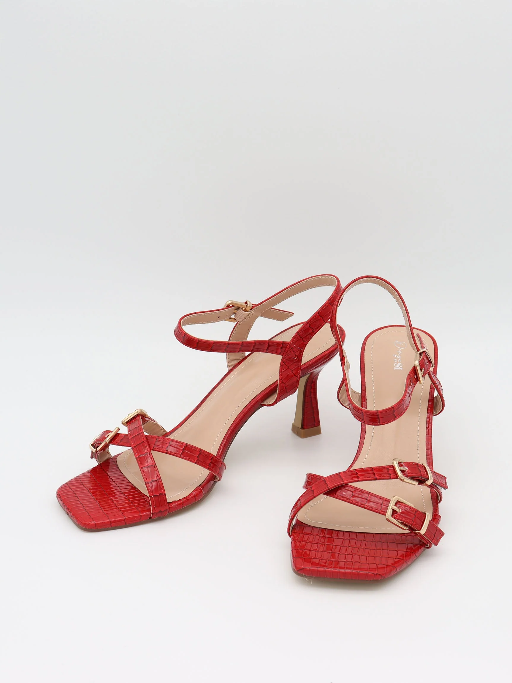 Katianna heels with buckle details – Red 5 Katianna heels with buckle details – Red