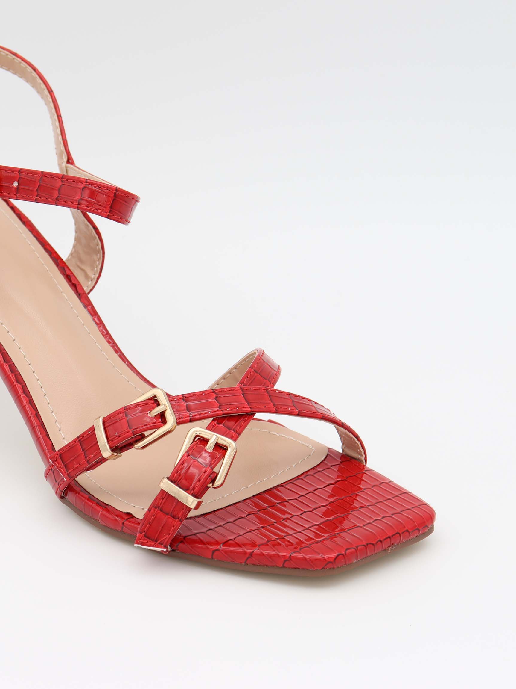 Katianna heels with buckle details – Red 6 Katianna heels with buckle details – Red