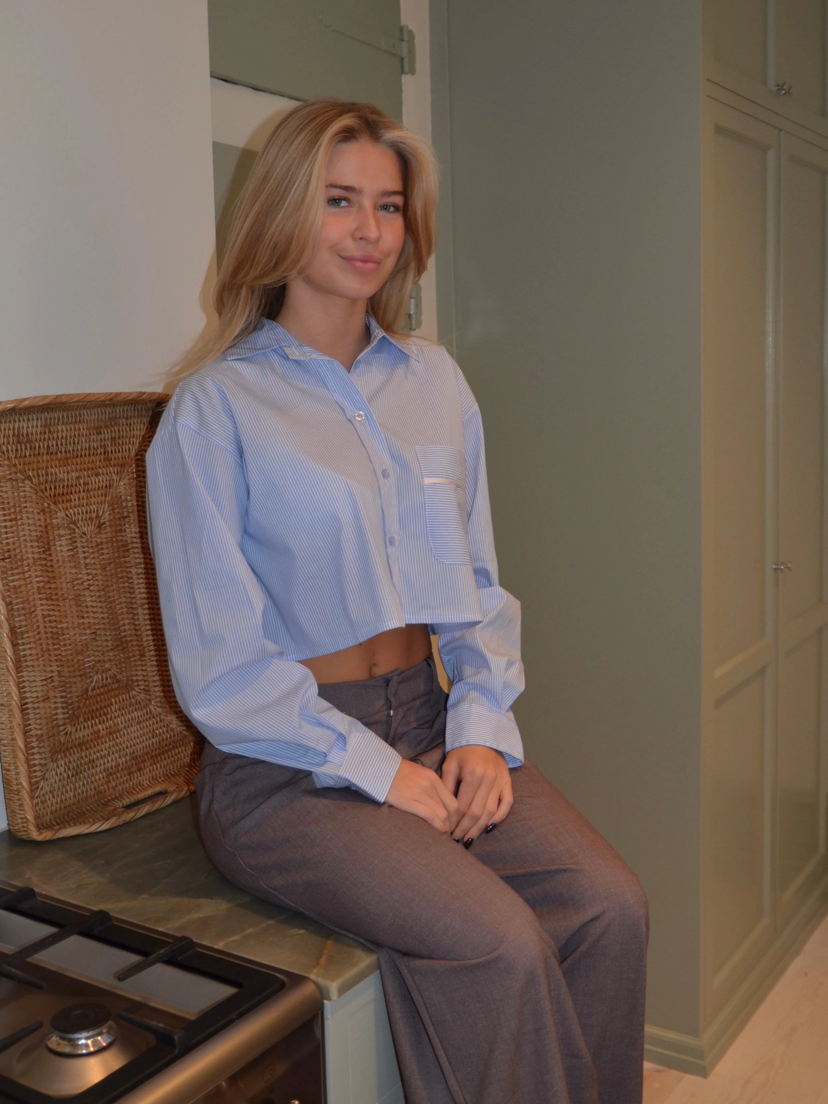 Lavinia striped cropped shirt - Blue/white 17 Lavinia striped cropped shirt - Blue/white