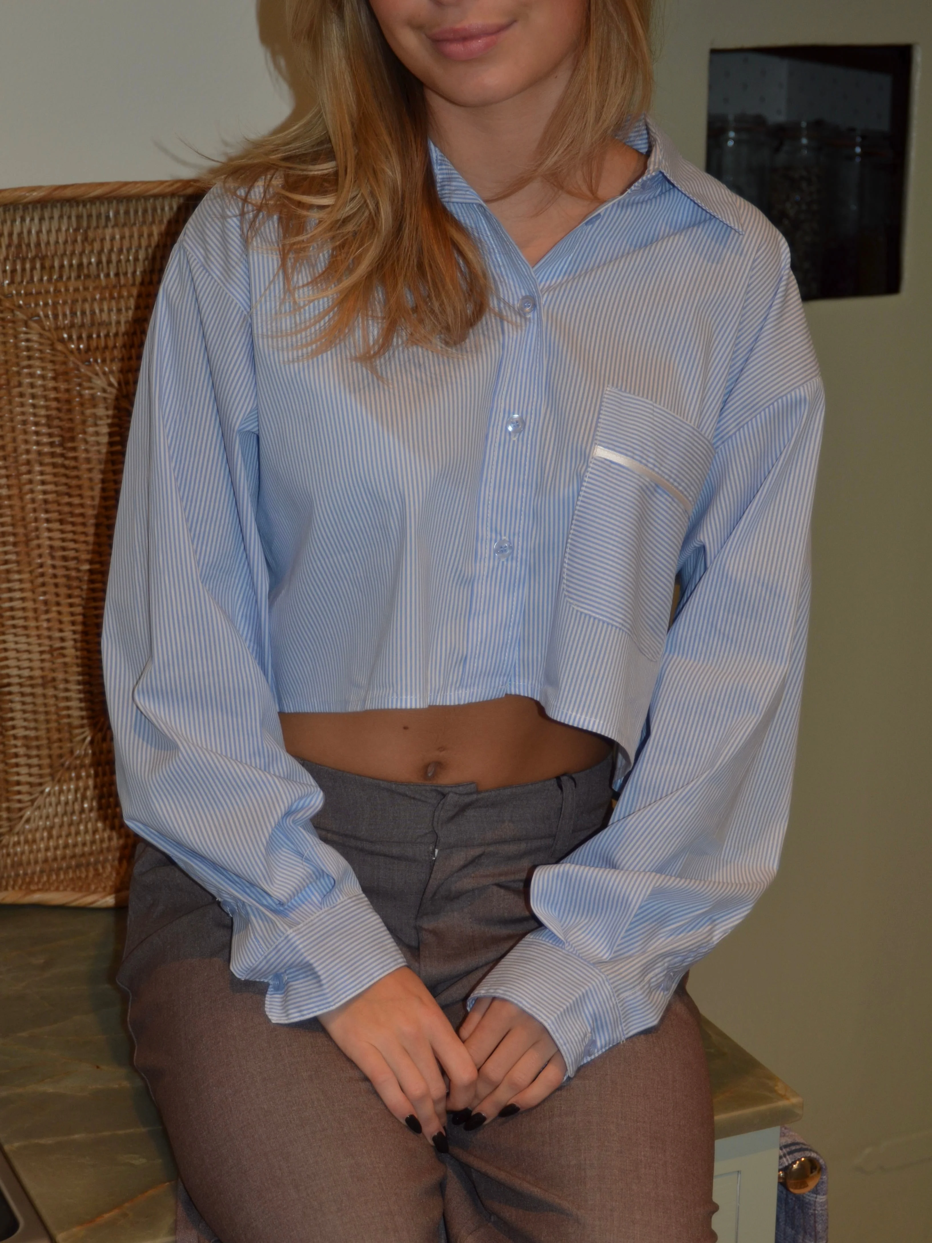 Lavinia striped cropped shirt - Blue/white 8 Lavinia striped cropped shirt - Blue/white