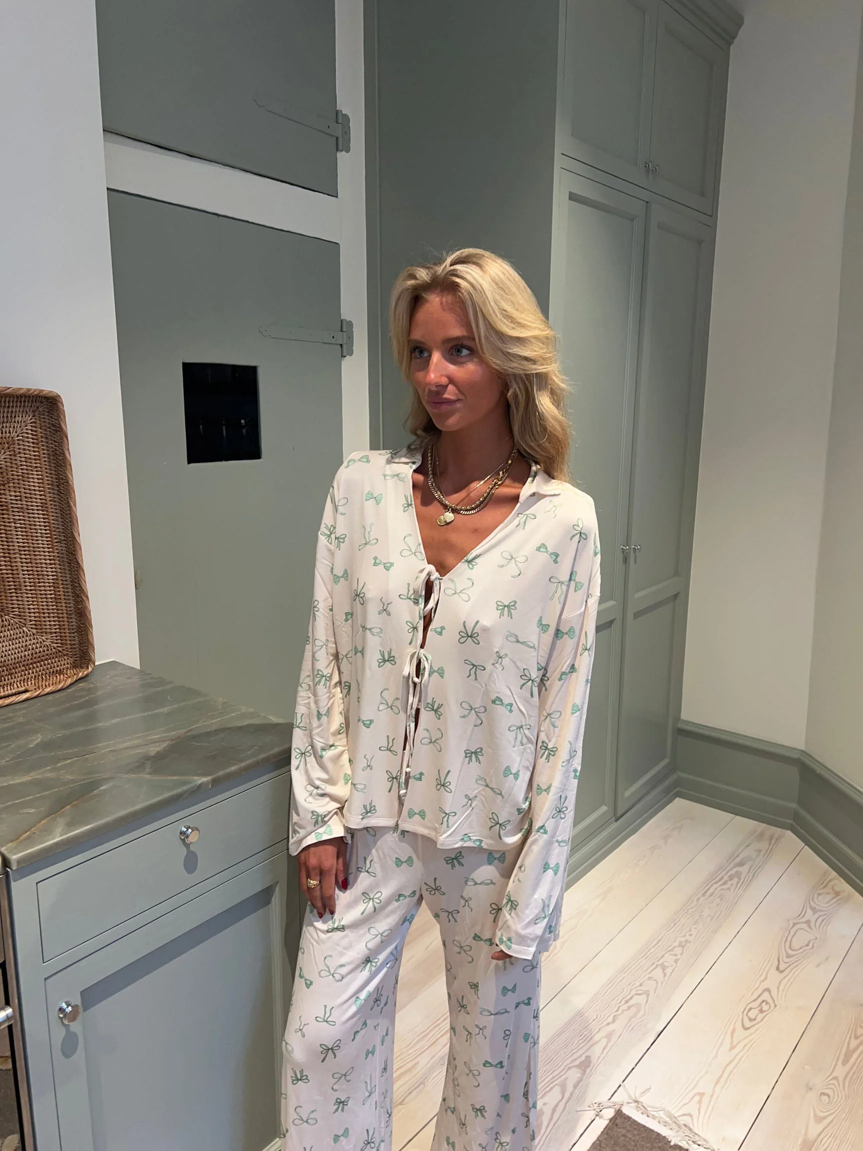 Linnea pyjamas blouse with bows - Off white 9 Linnea pyjamas blouse with bows - Off white