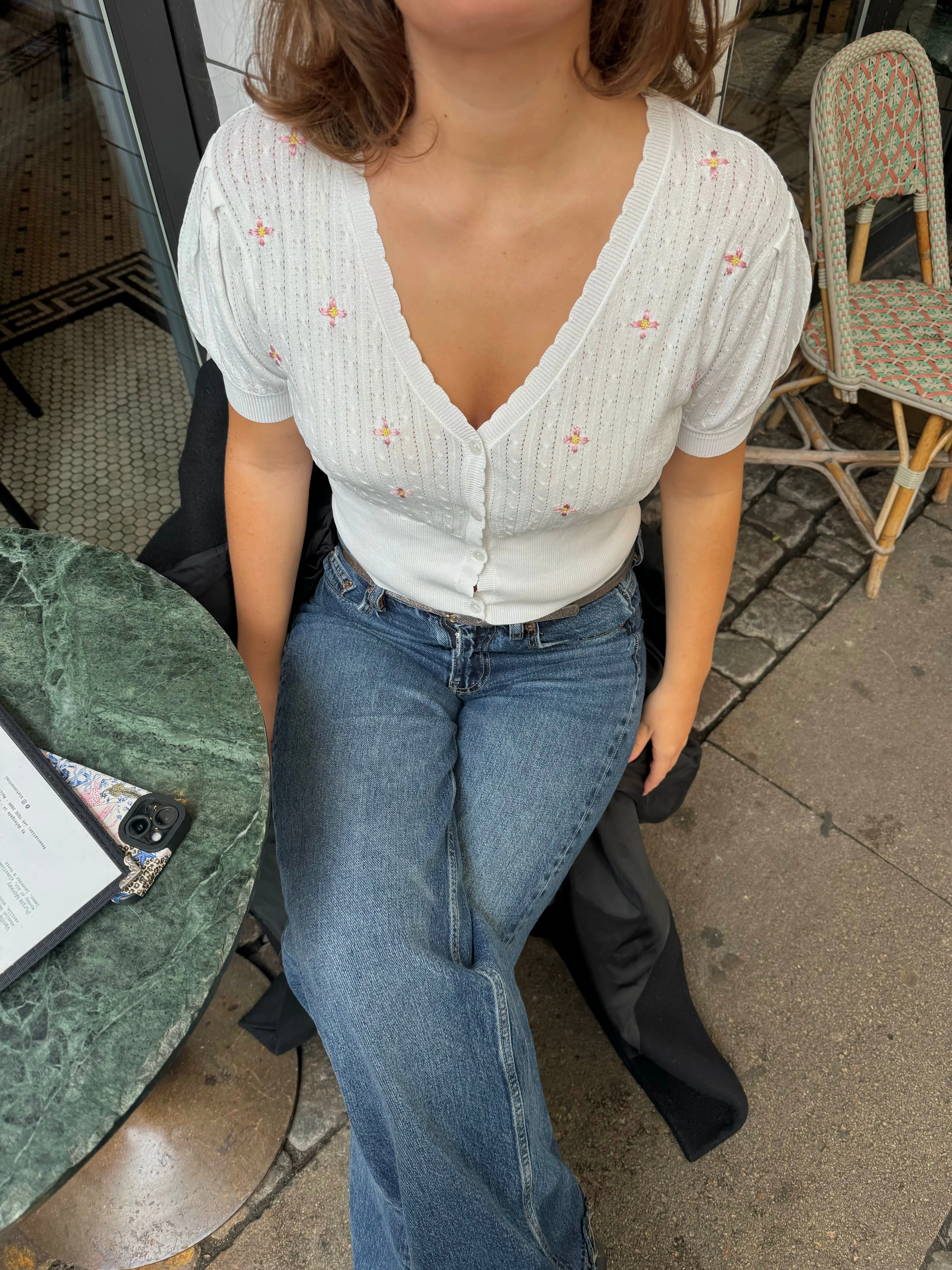Lotta knitted blouse with flowers - White 6 Lotta knitted blouse with flowers - White