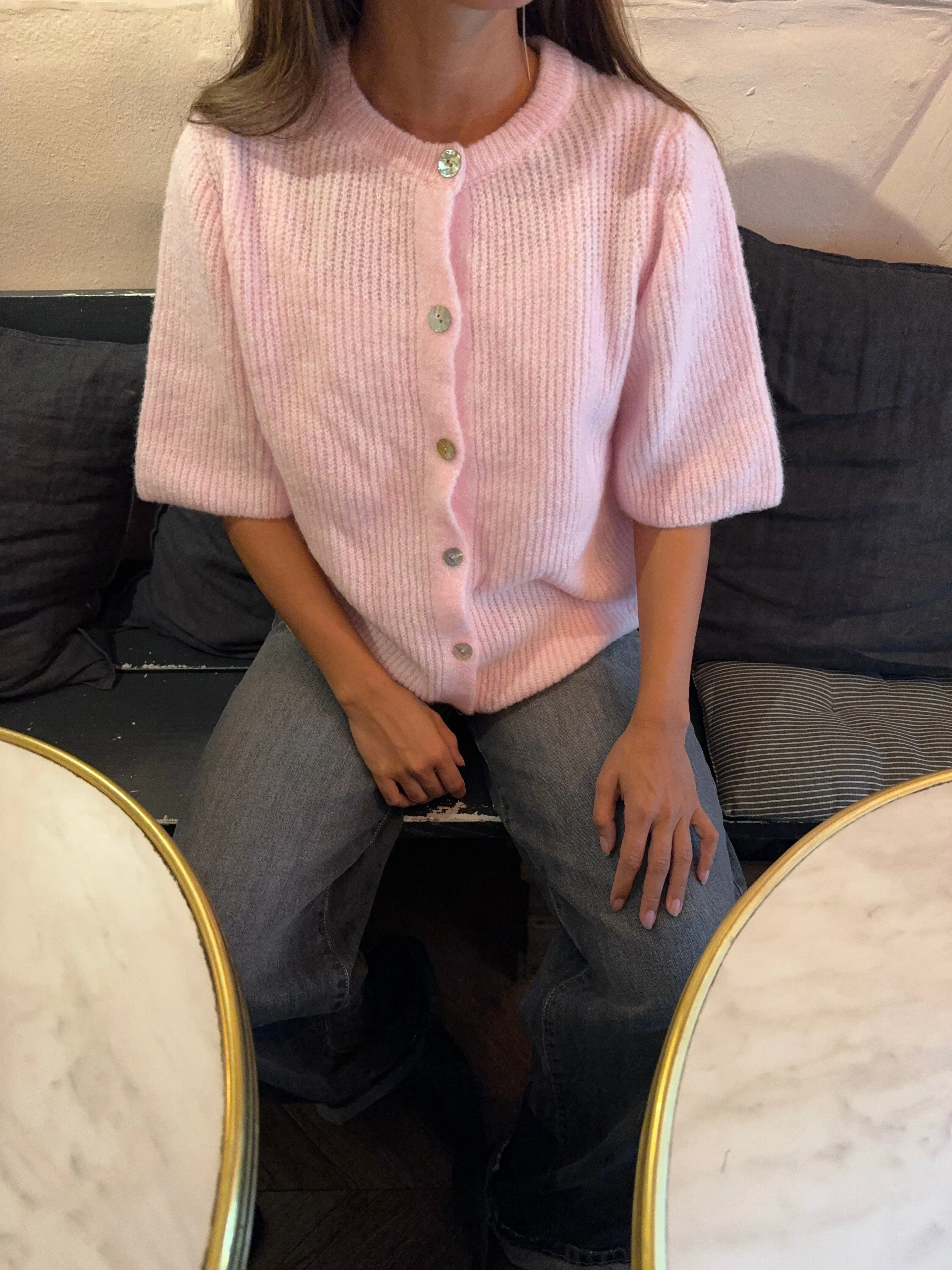 Serena knitted short sleeve cardigan - Pink 6 Serena knitted short sleeve cardigan - Pink