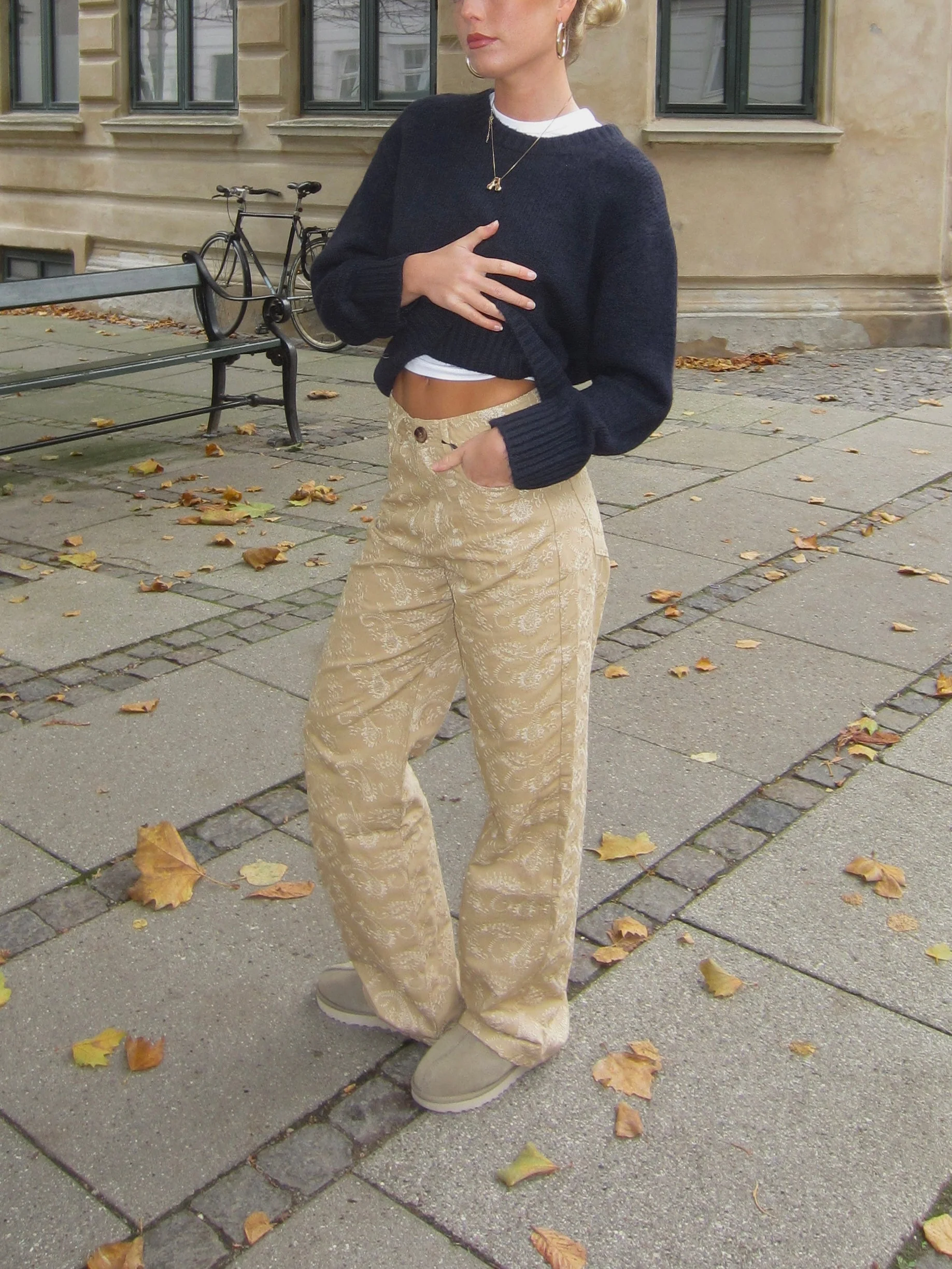 Mirah pants with pattern - Beige 1 Mirah pants with pattern - Beige