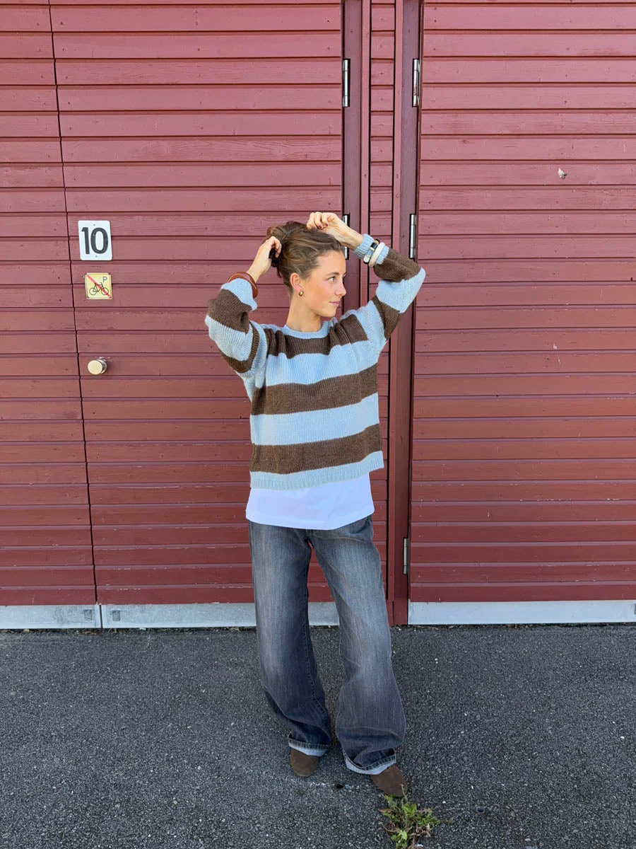 Trish knit sweater with stripes – Light blue and brown 7 Trish knit sweater with stripes – Light blue and brown