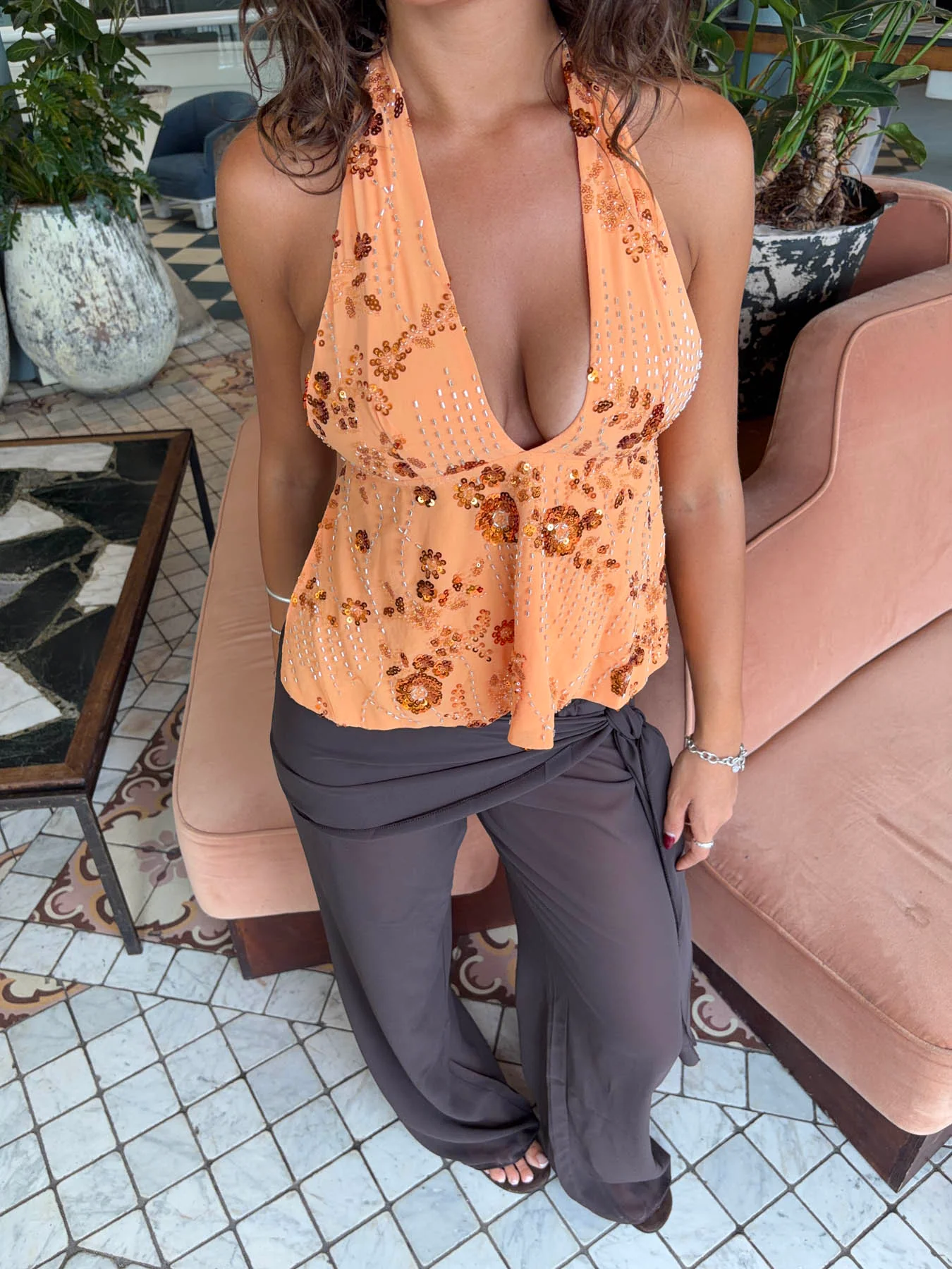 Lumi top with sequins - Orange 7 Lumi top with sequins - Orange