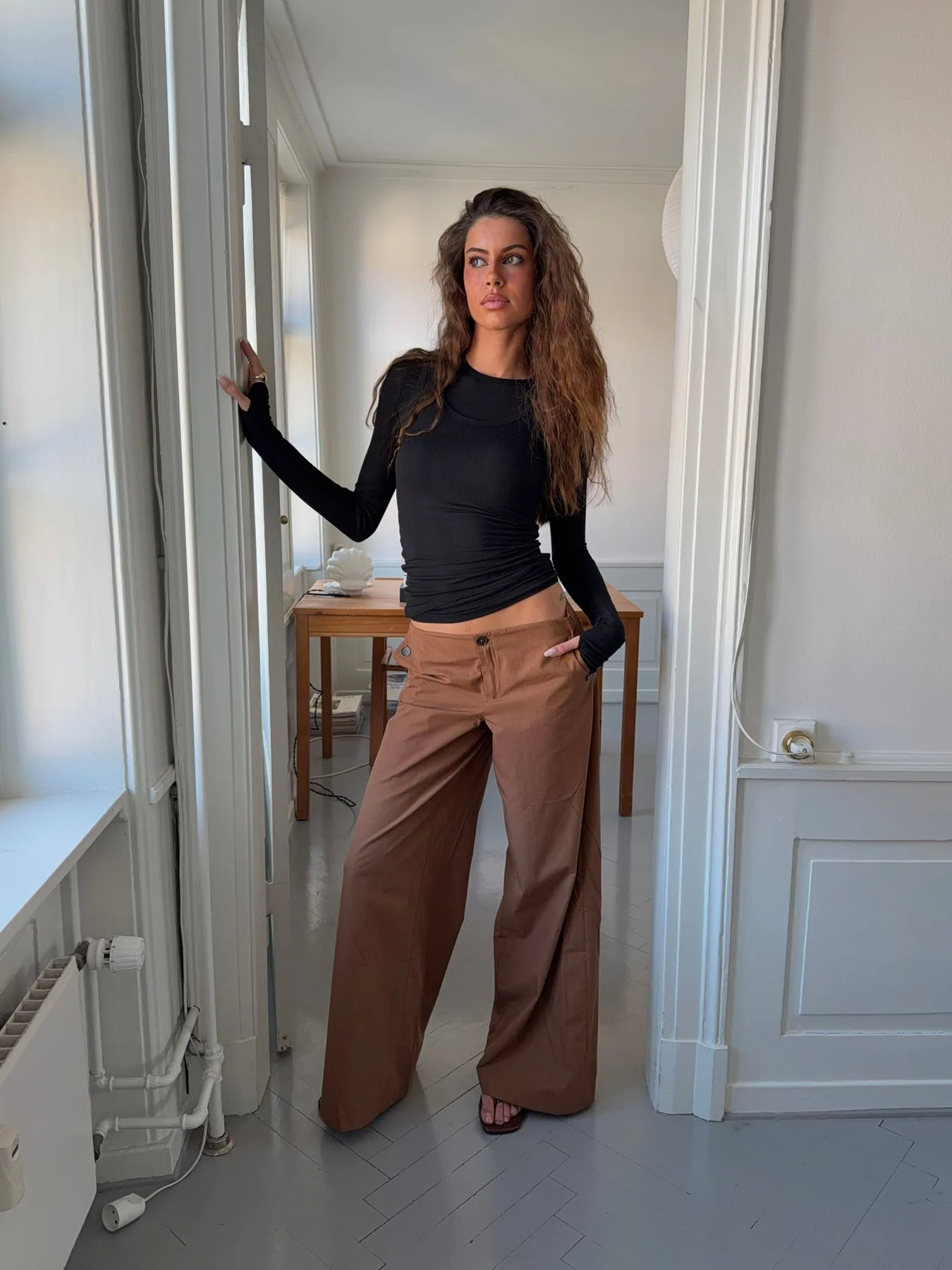 Maluna pants with stripes - Rust