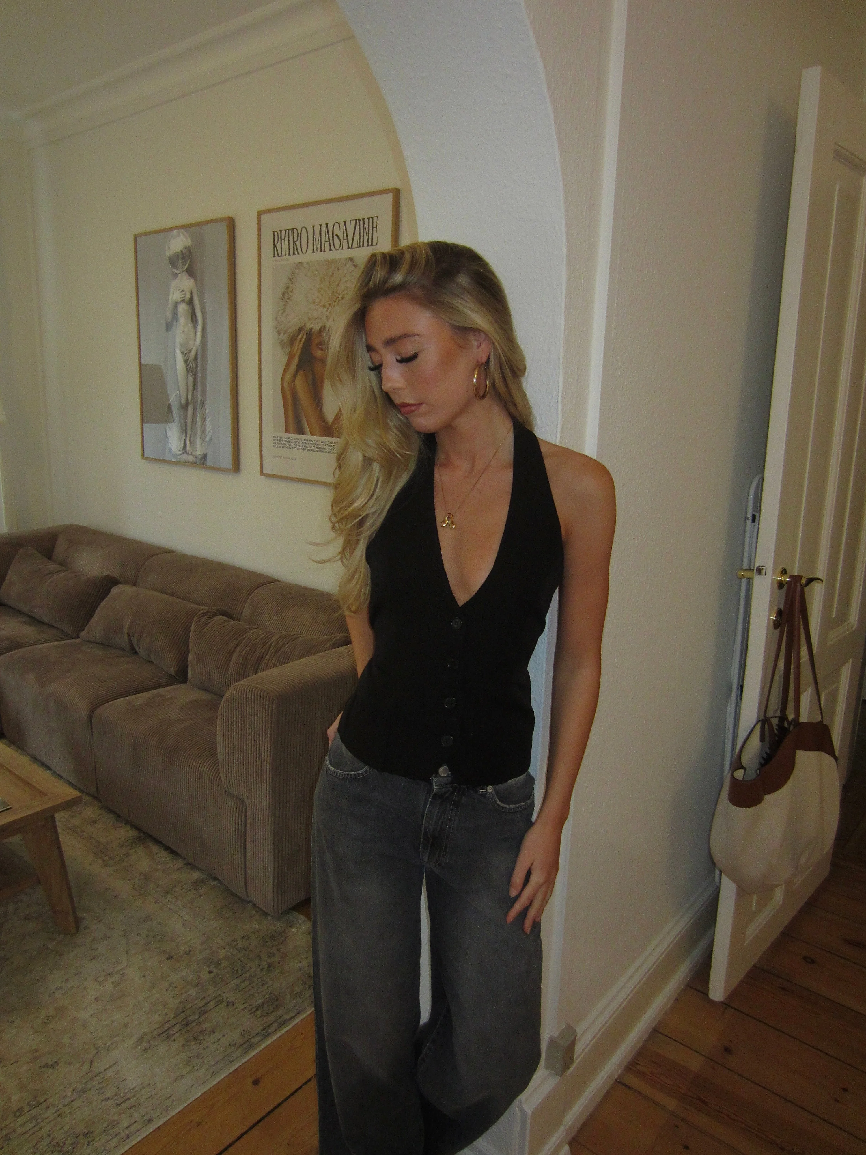 Rikke fitted vest with tie detail - Black 2 Rikke fitted vest with tie detail - Black