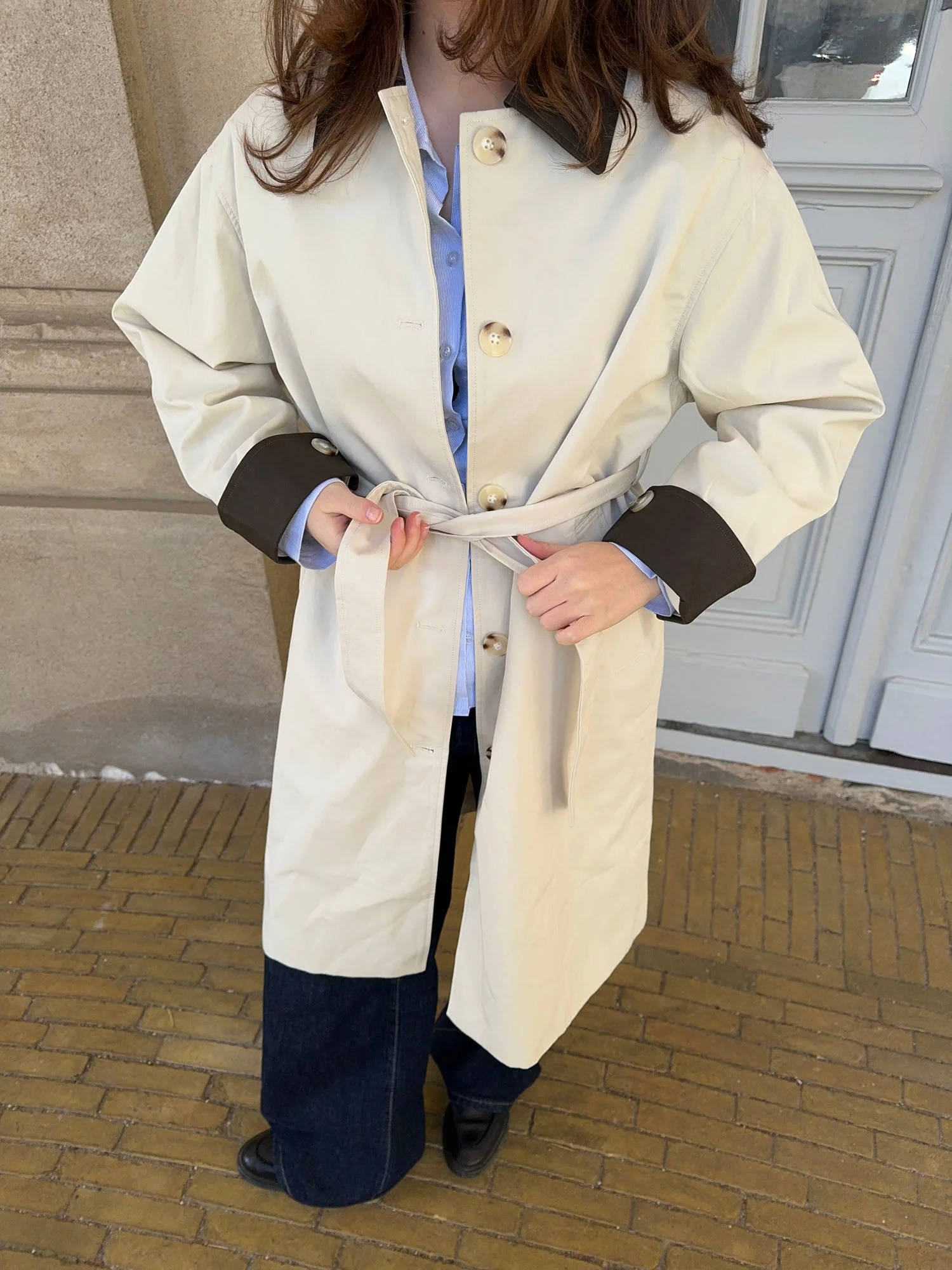 Vespera coat with collar - Light beige/brown