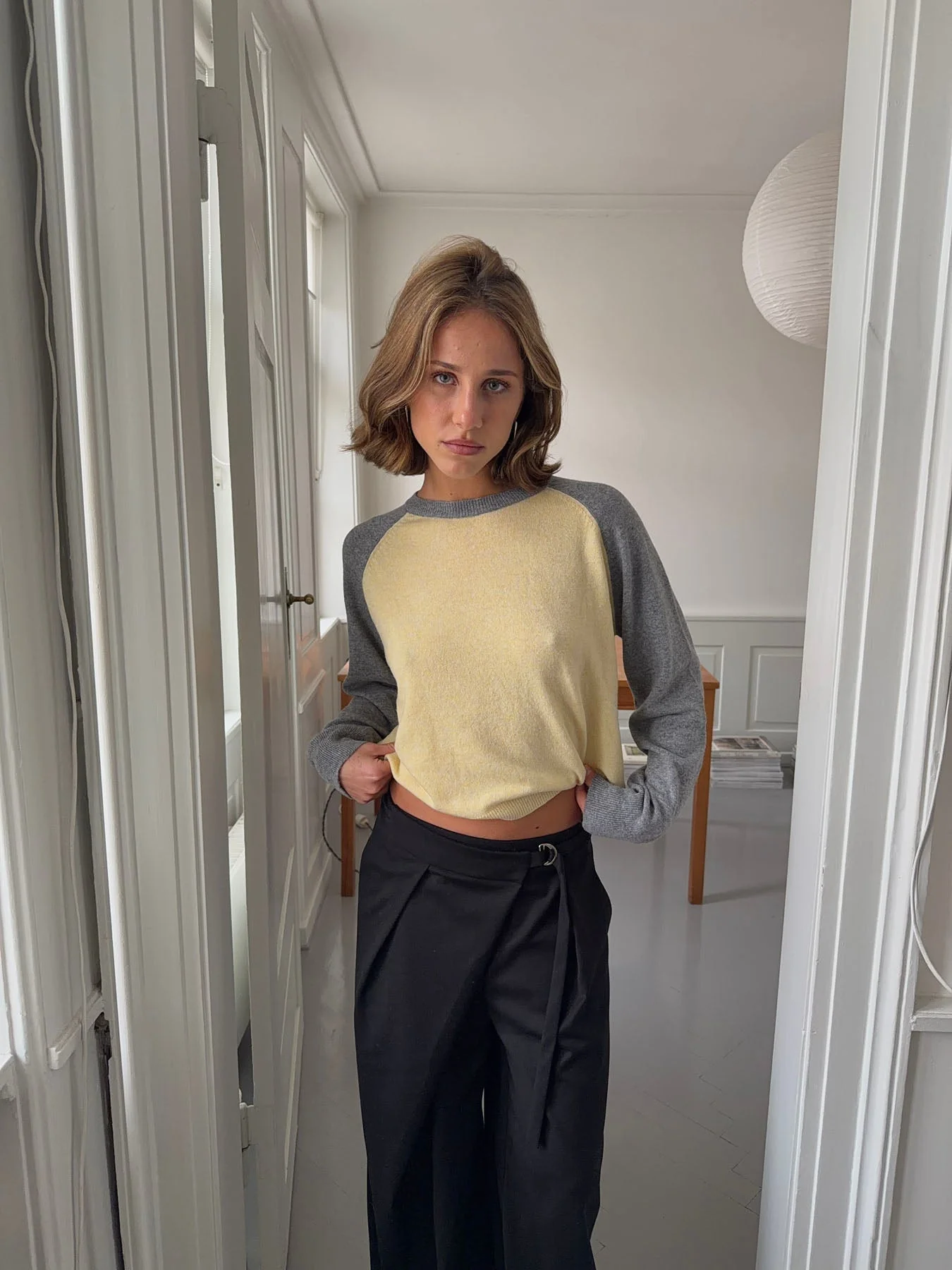 Oliva knit blouse - Grey/yellow 13 Oliva knit blouse - Grey/yellow