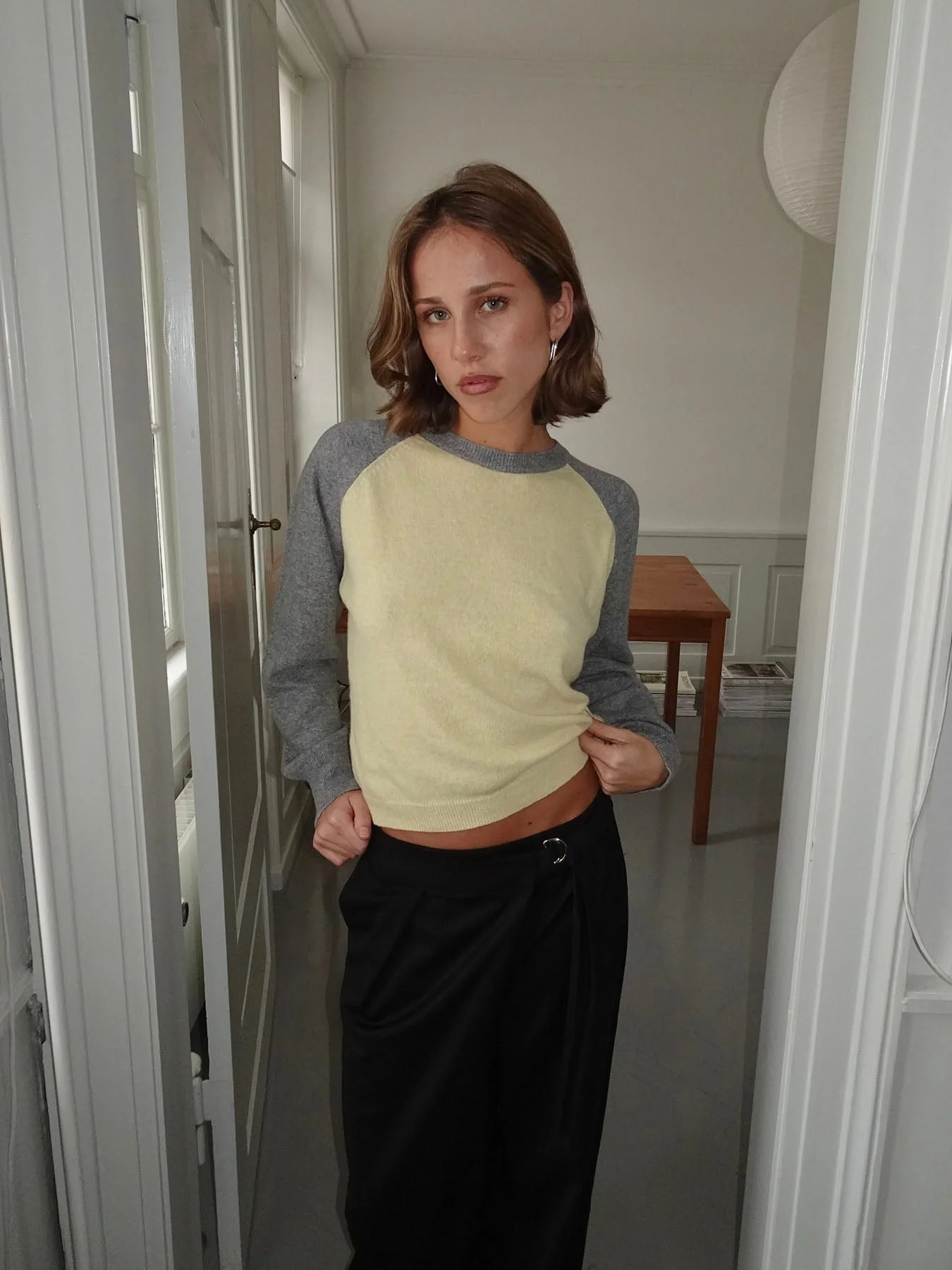 Oliva knit blouse - Grey/yellow 14 Oliva knit blouse - Grey/yellow