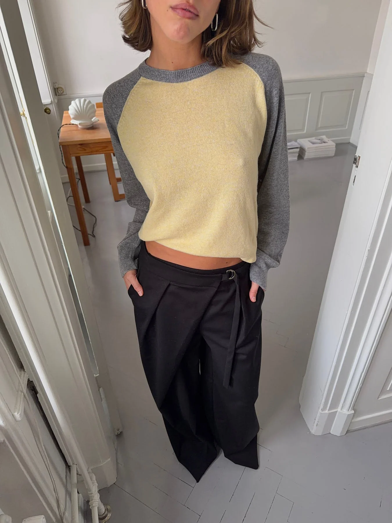 Oliva knit blouse - Grey/yellow 2 Oliva knit blouse - Grey/yellow