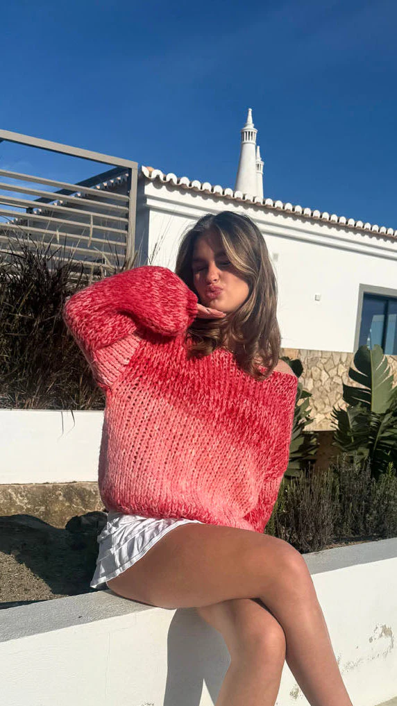 Pastana knitted sweater – Pink/red 2 Pastana knitted sweater – Pink/red