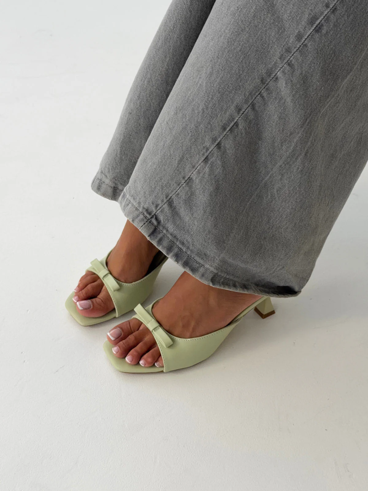 Pastella mules with bow - Mint green 3 Pastella mules with bow - Mint green