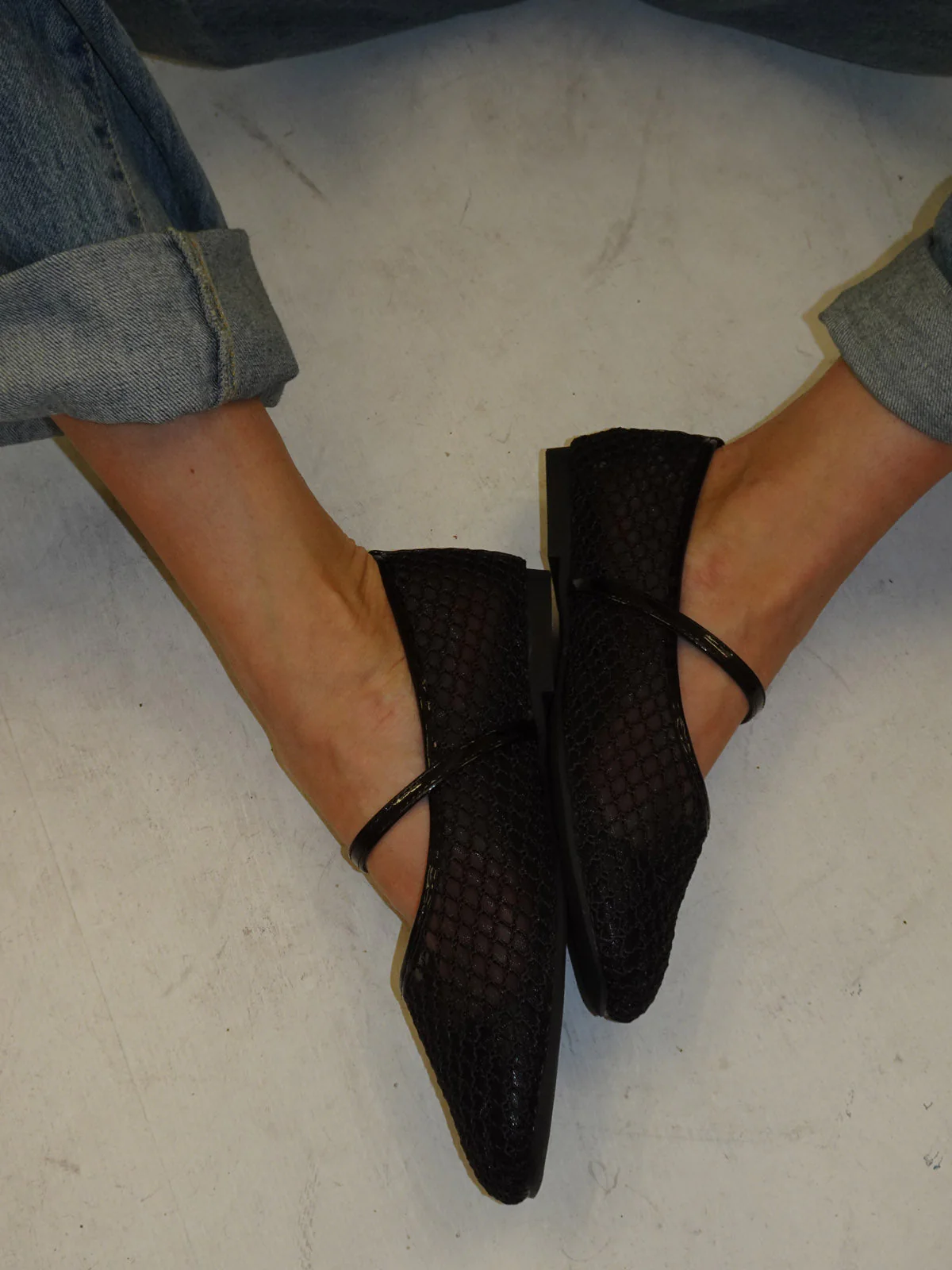 Tilda ballerinas in net material with strap - Black 12 Tilda ballerinas in net material with strap - Black