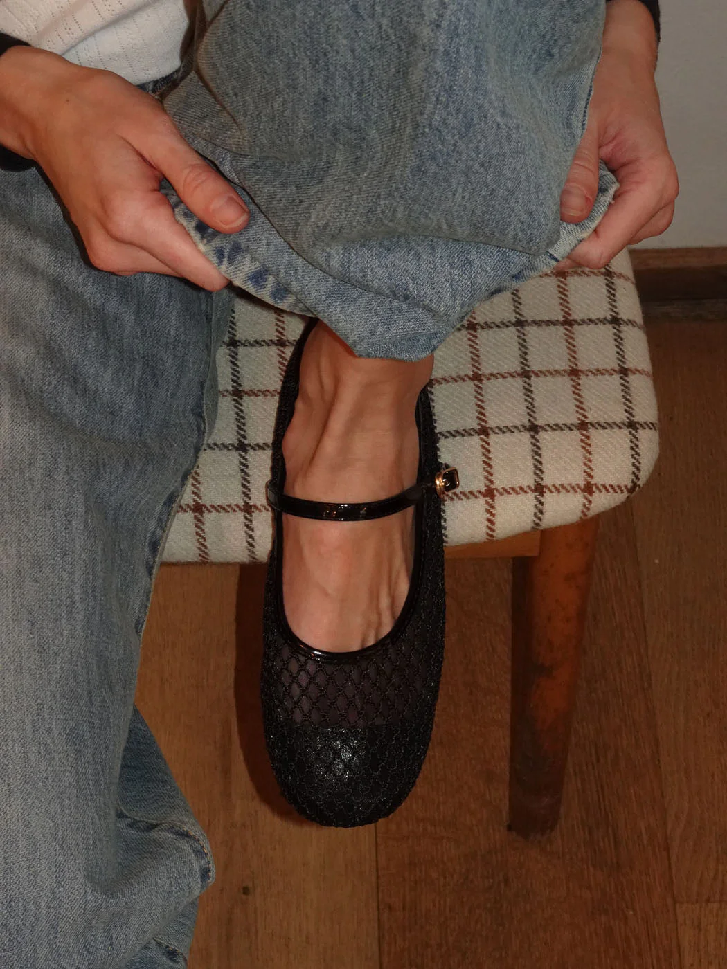 Tilda ballerinas in net material with strap - Black 3 Tilda ballerinas in net material with strap - Black