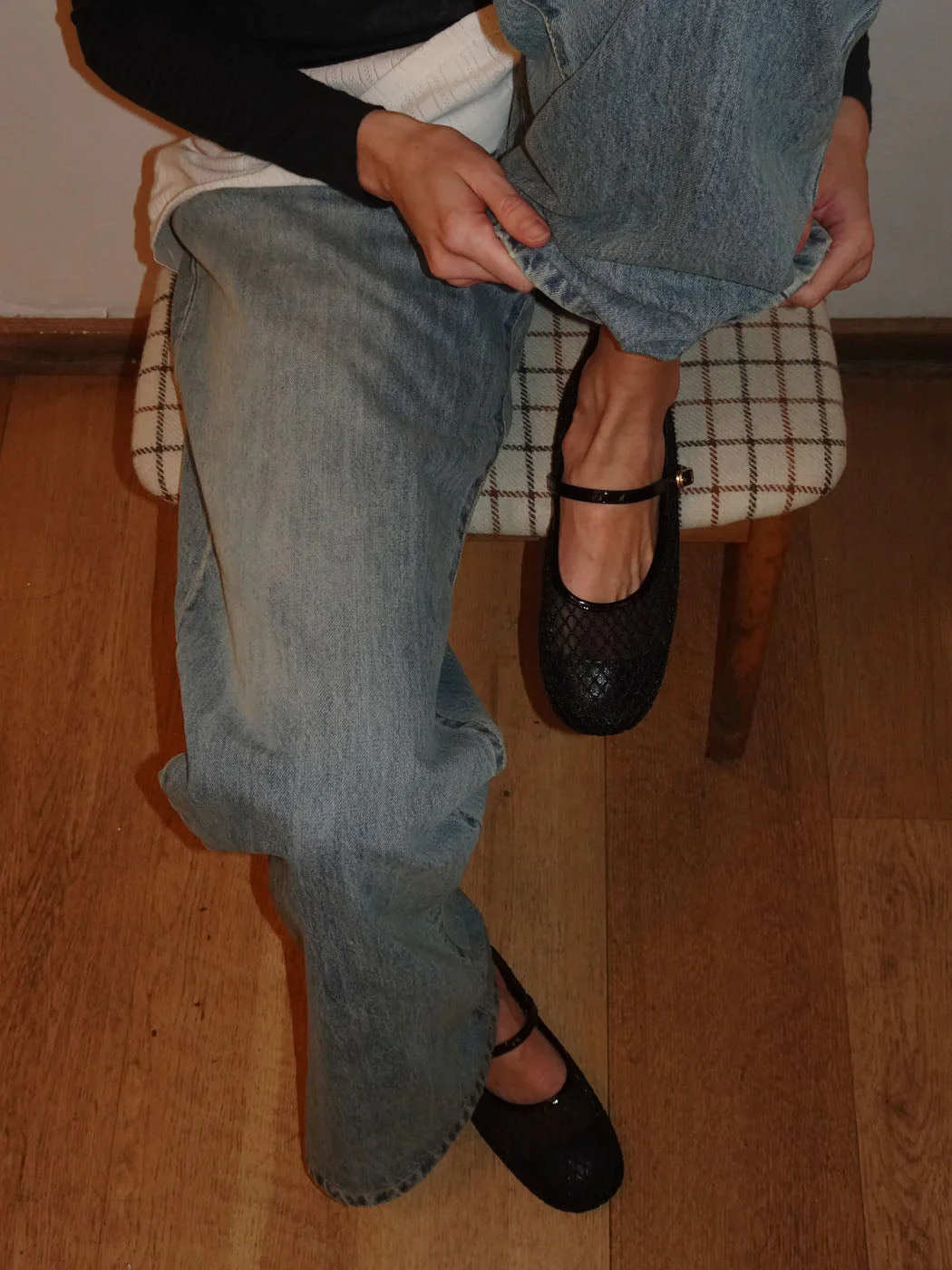 Tilda ballerinas in net material with strap - Black 7 Tilda ballerinas in net material with strap - Black