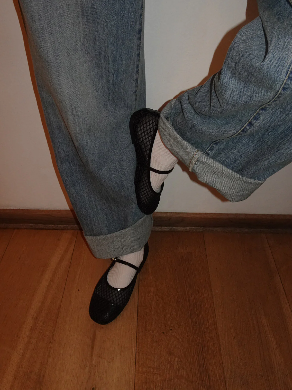Tilda ballerinas in net material with strap - Black 9 Tilda ballerinas in net material with strap - Black