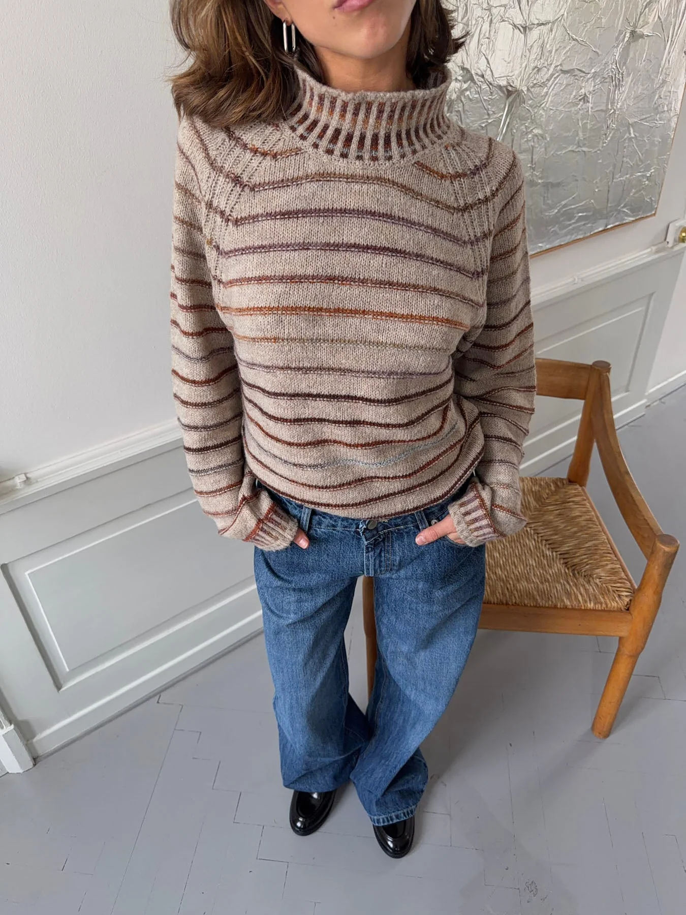 Rainova knit with stripes - Beige/multicolored 2 Rainova knit with stripes - Beige/multicolored