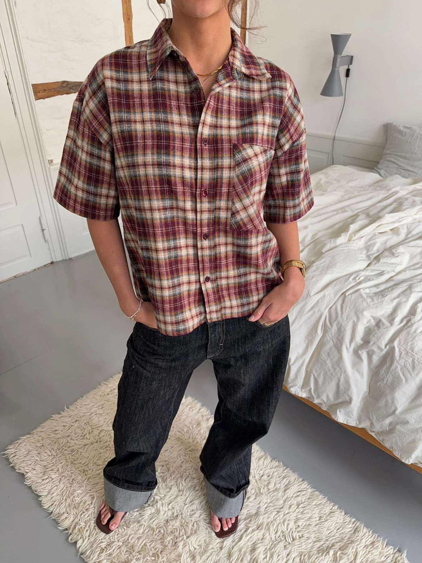Ryder flannel shirt with short sleeves - Red/brown/white 8 Ryder flannel shirt with short sleeves - Red/brown/white