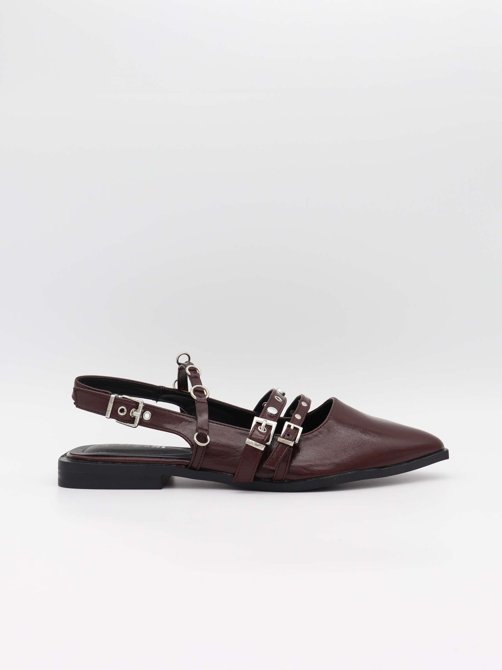 Saga slingback sandals with buckle details – Dark Red 2 Saga slingback sandals with buckle details – Dark Red