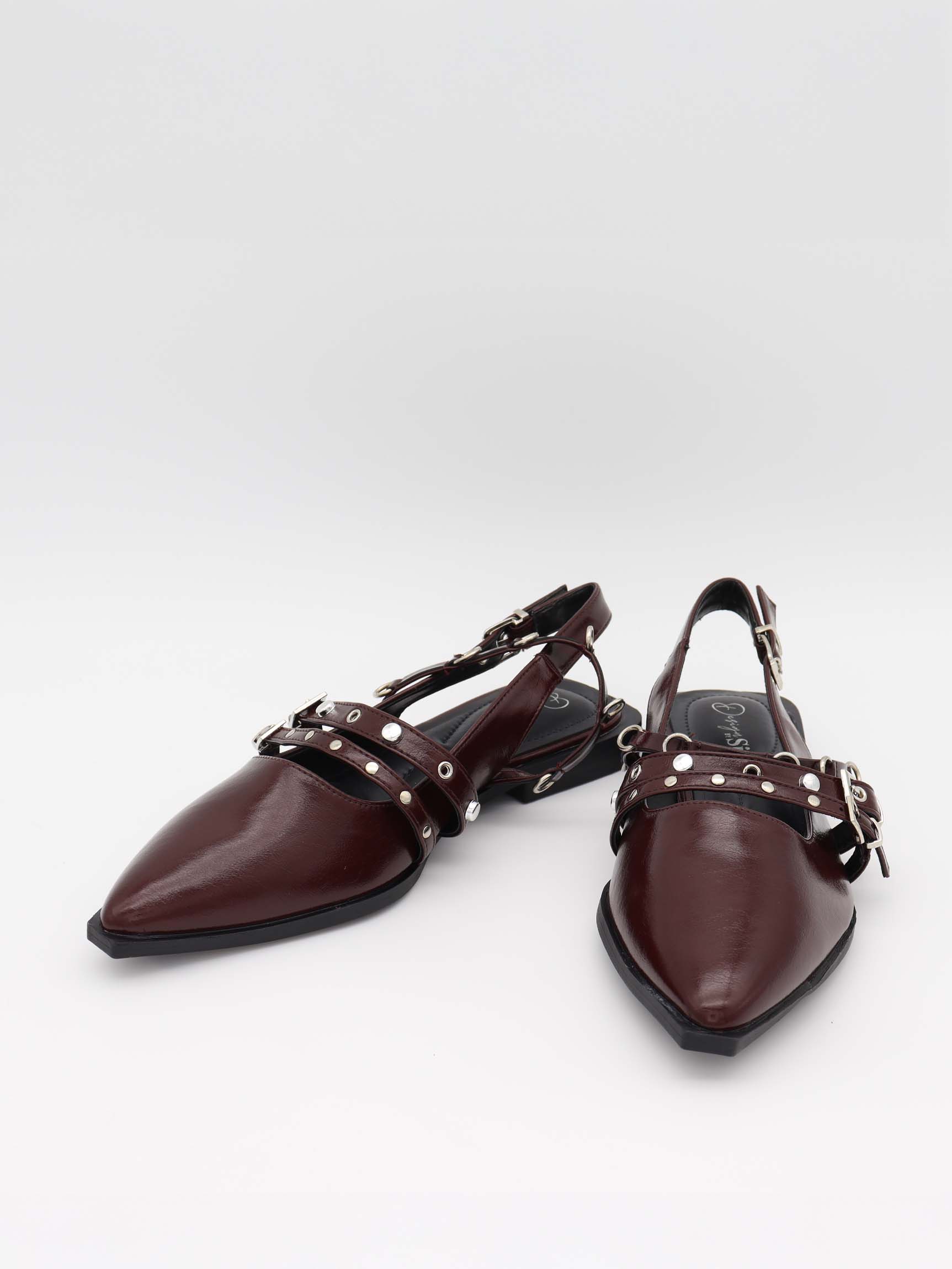 Saga slingback sandals with buckle details – Dark Red 6 Saga slingback sandals with buckle details – Dark Red