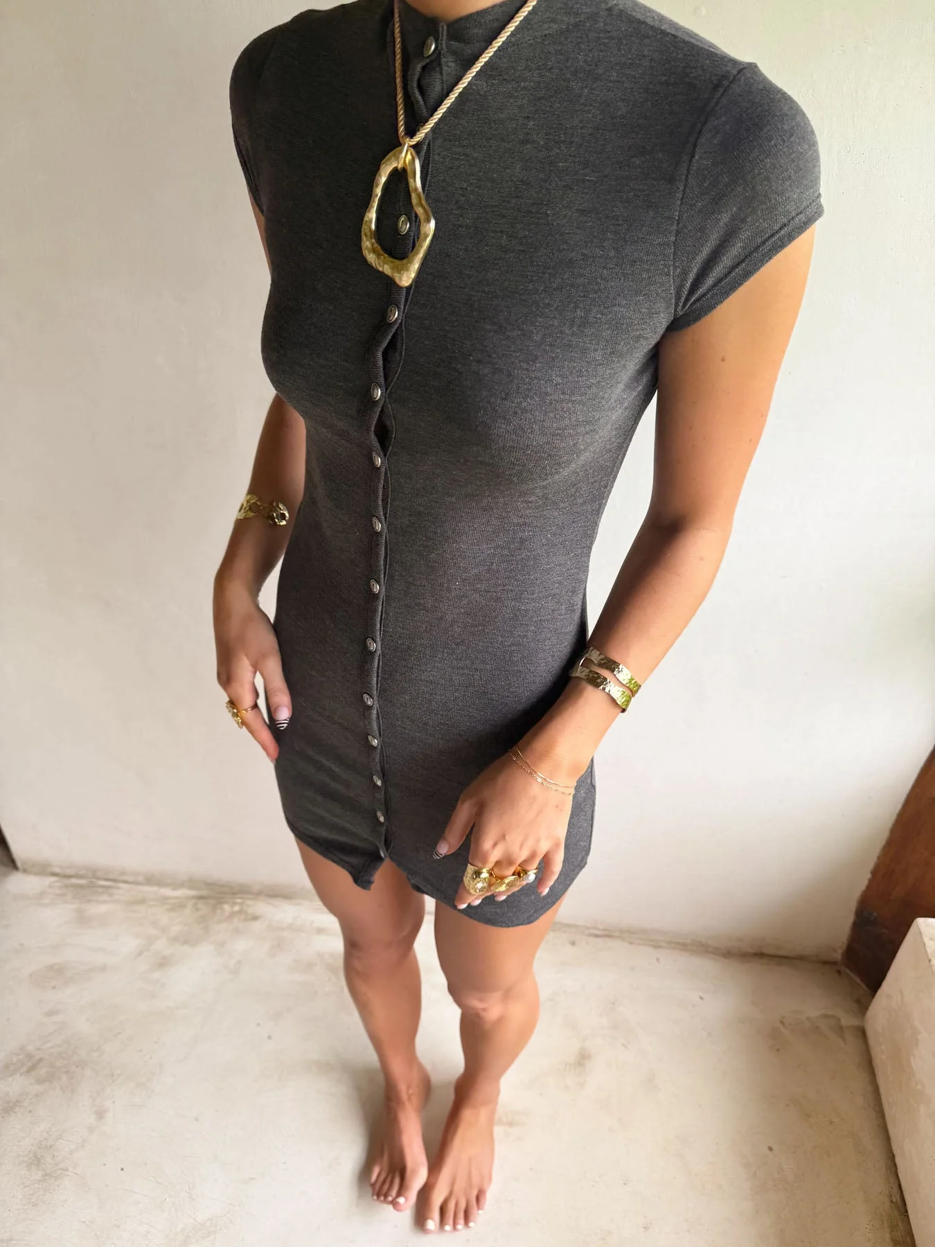 Scandivv dress with buttons - Grey 13 Scandivv dress with buttons - Grey