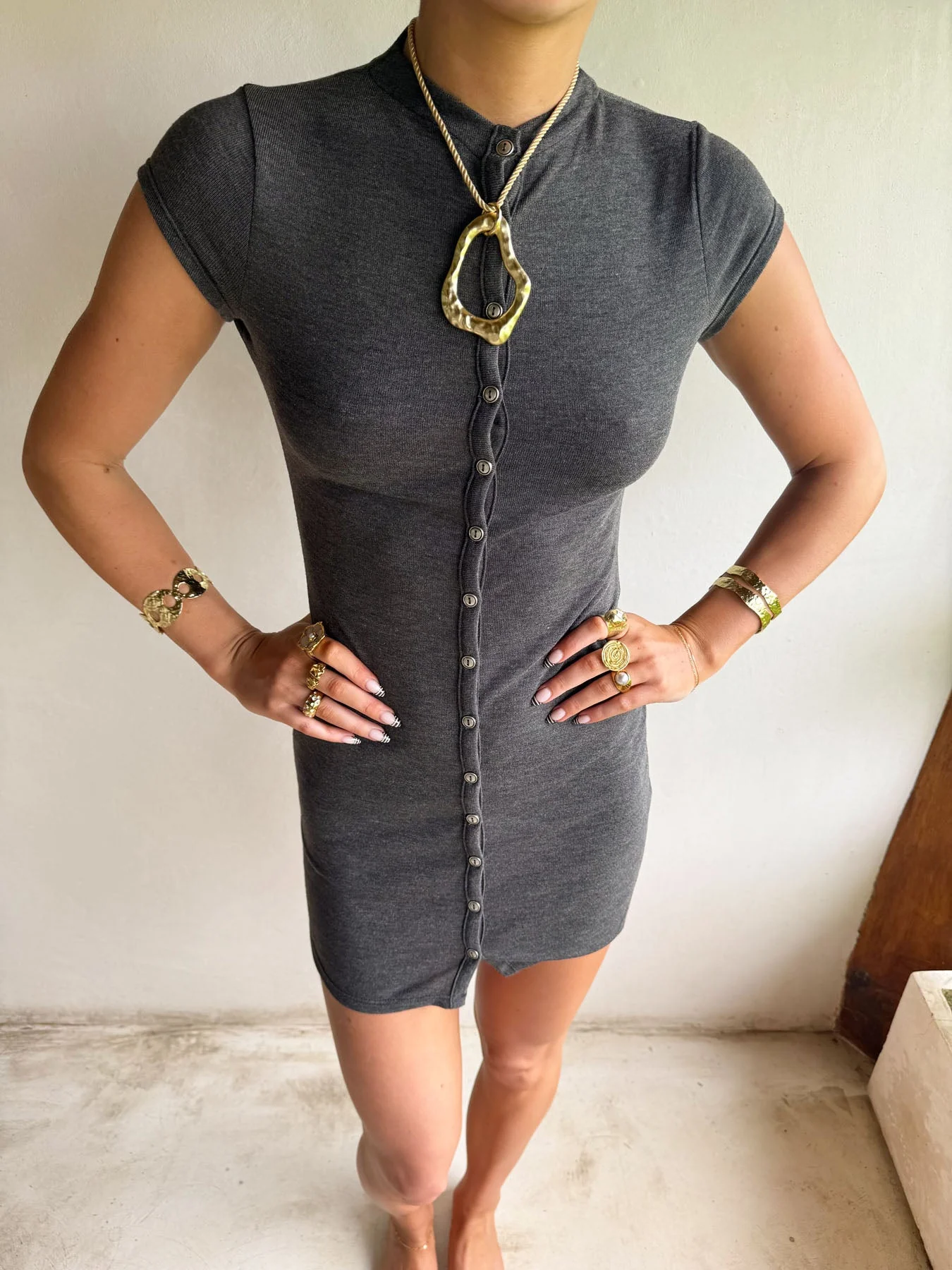 Scandivv dress with buttons - Grey 14 Scandivv dress with buttons - Grey